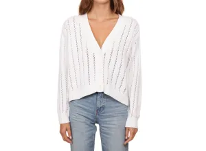 Cropped V-Neck Cardigan In Bleach White