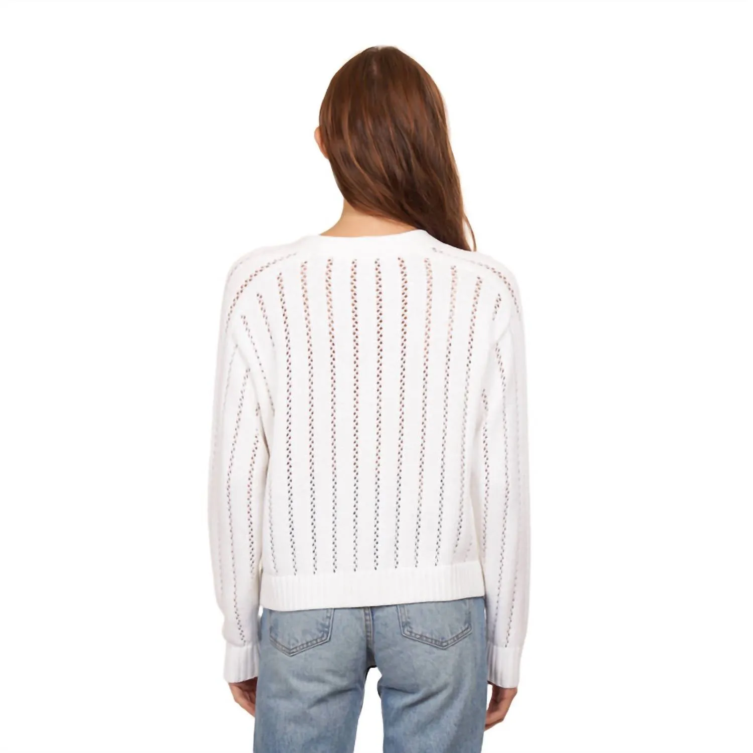 Cropped V-Neck Cardigan In Bleach White