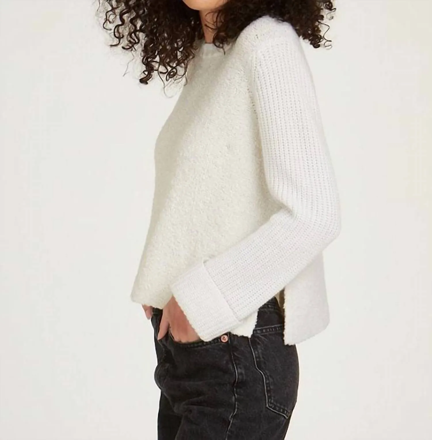 Cuffed Crew With Side Slits Top In Sparkle