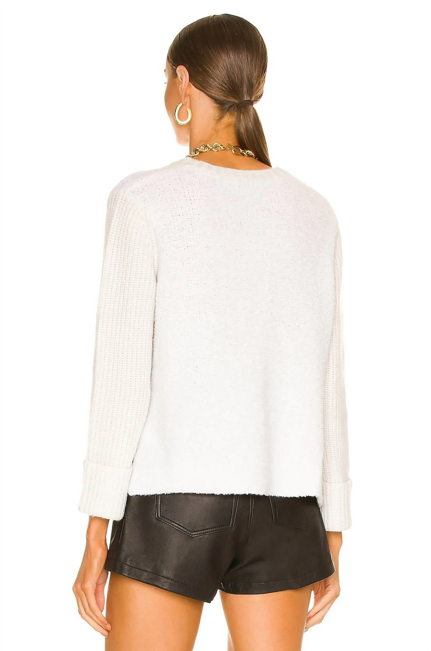 Cuffed Crew With Side Slits Top In Sparkle