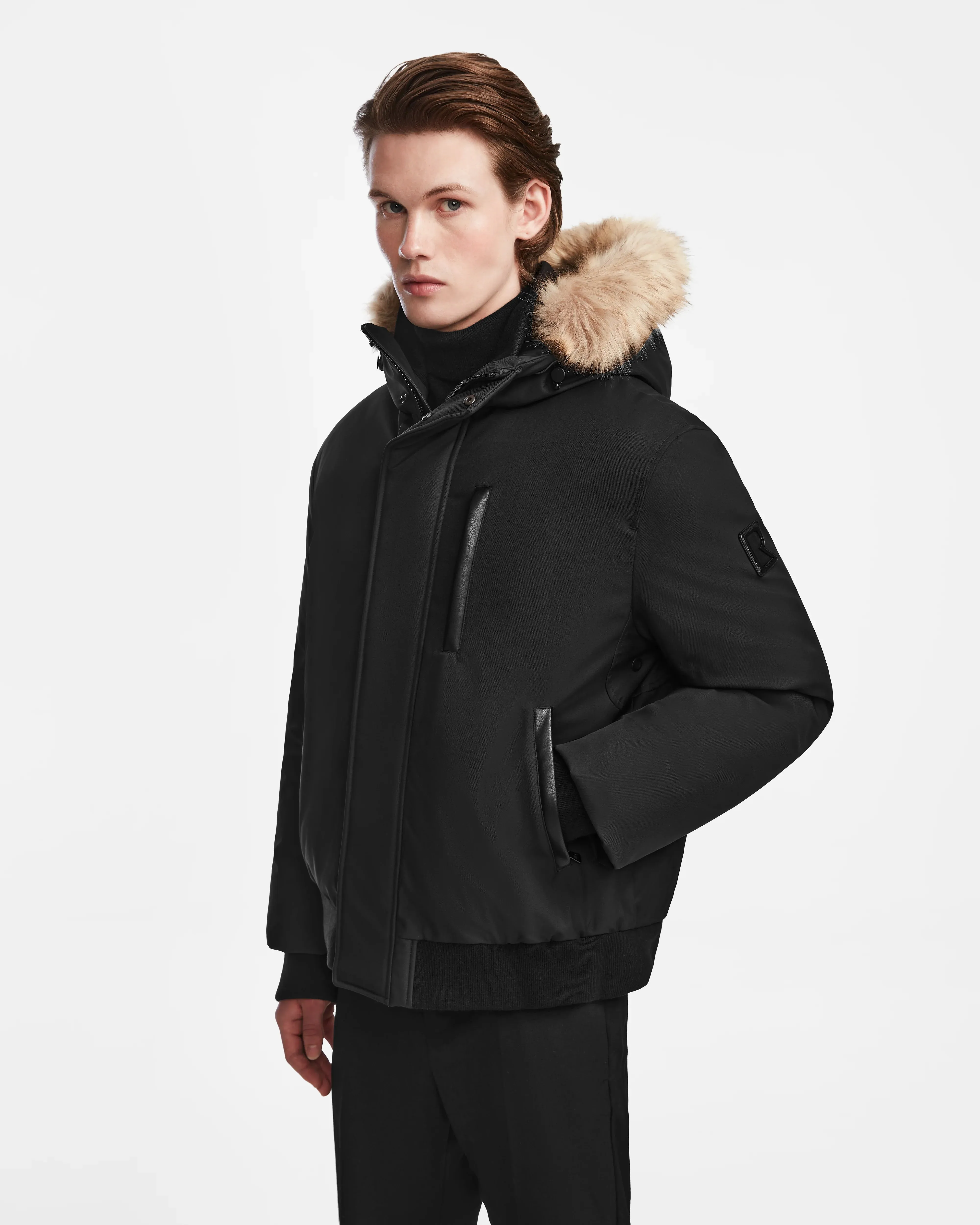 DEACON MEN'S DOWN BOMBER WITH REMOVABLE FAUX FUR
