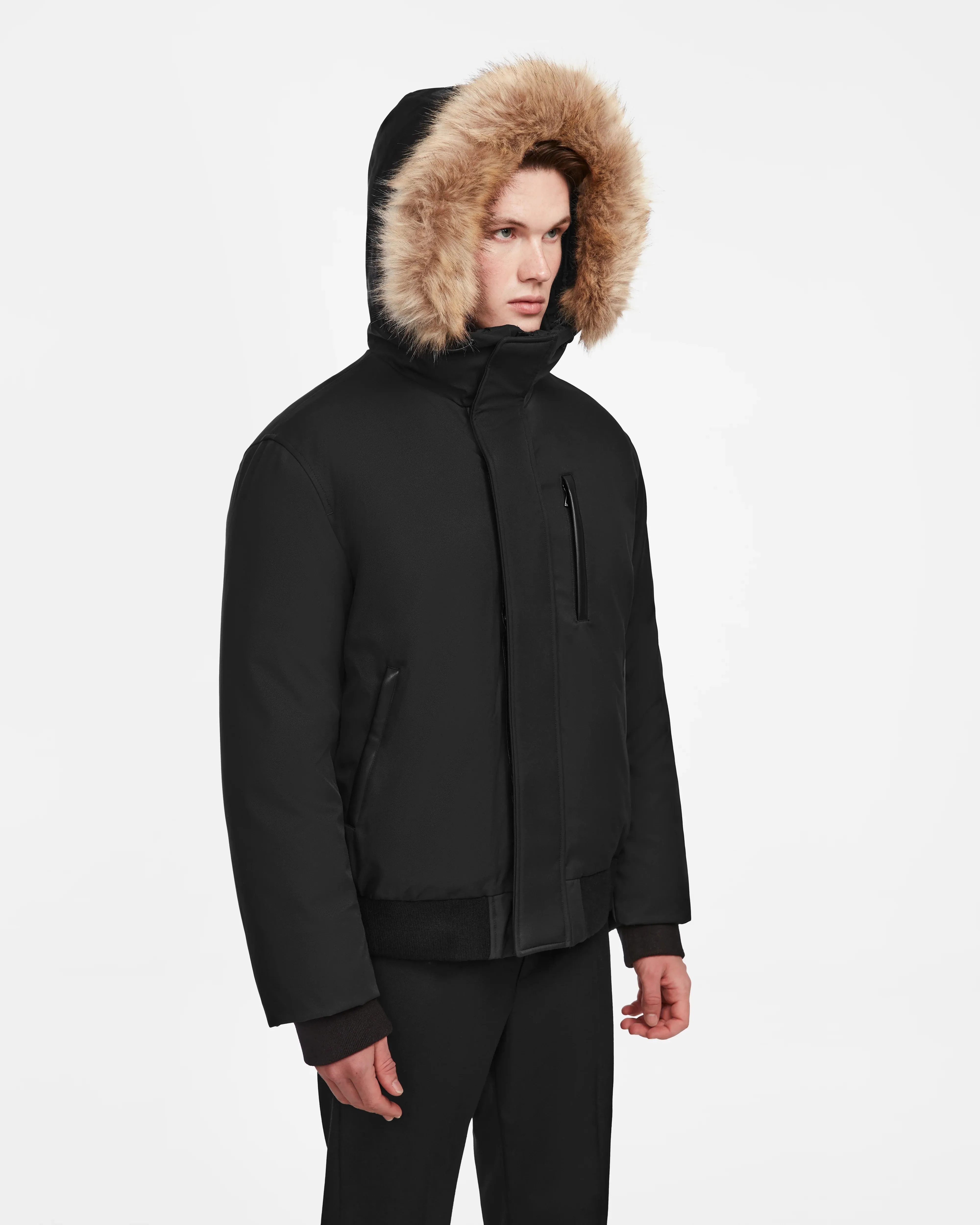 DEACON MEN'S DOWN BOMBER WITH REMOVABLE FAUX FUR