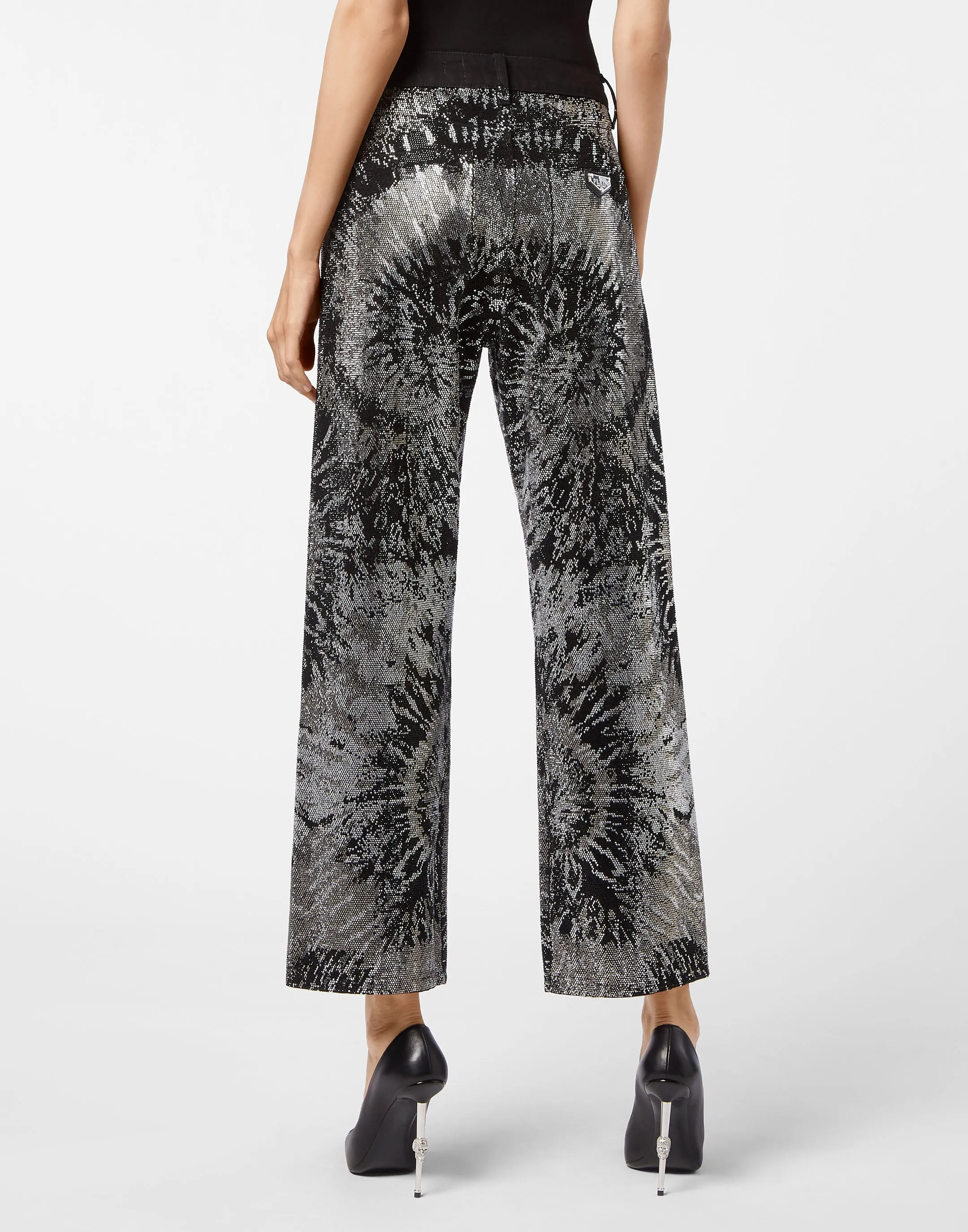 Denim High Rise Fit Black White Stones Tiedye Tie dye