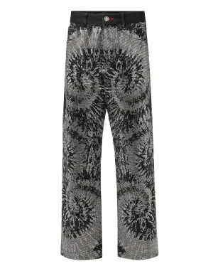 Denim High Rise Fit Black White Stones Tiedye Tie dye