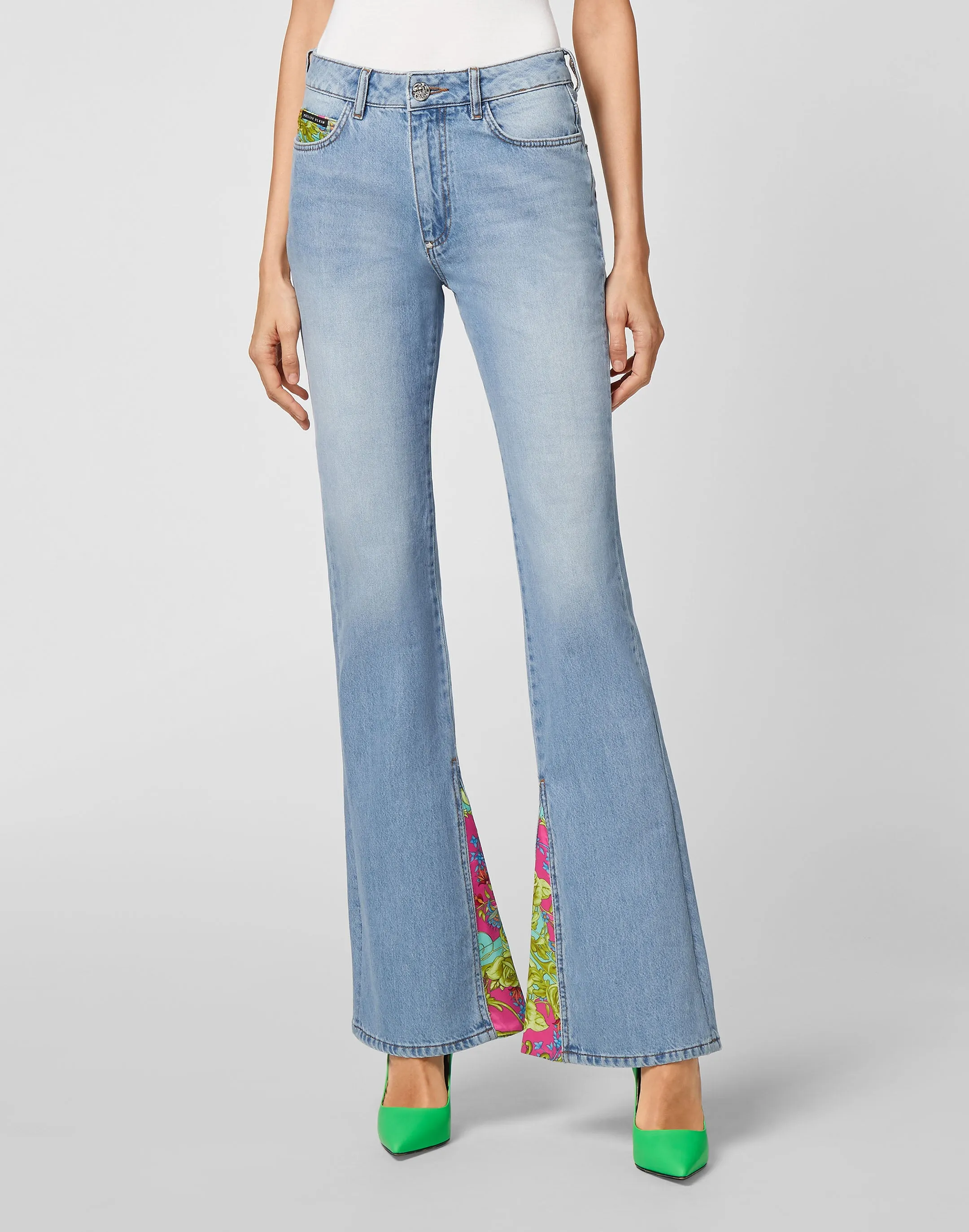 Denim Trousers Flare Fit insert New Baroque