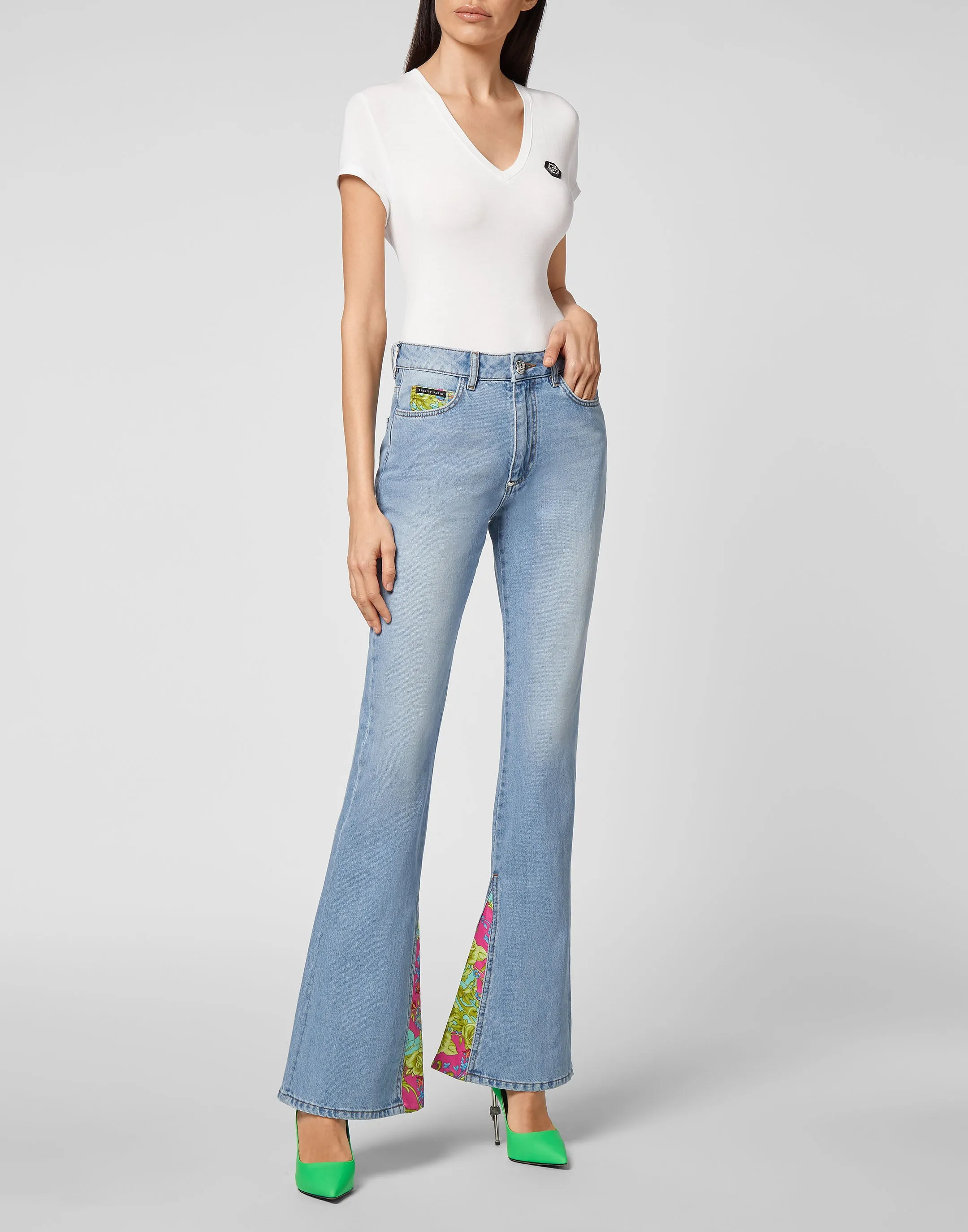 Denim Trousers Flare Fit insert New Baroque