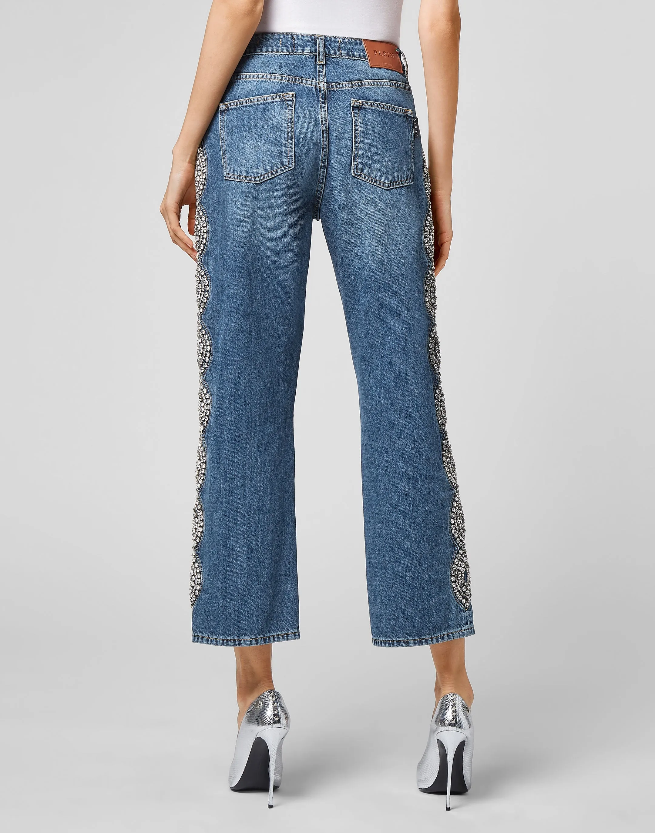 Denim Trousers Loose Fit Crystal Cable