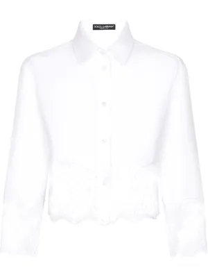 Dolce & Gabbana cropped poplin shirt with lace inserts