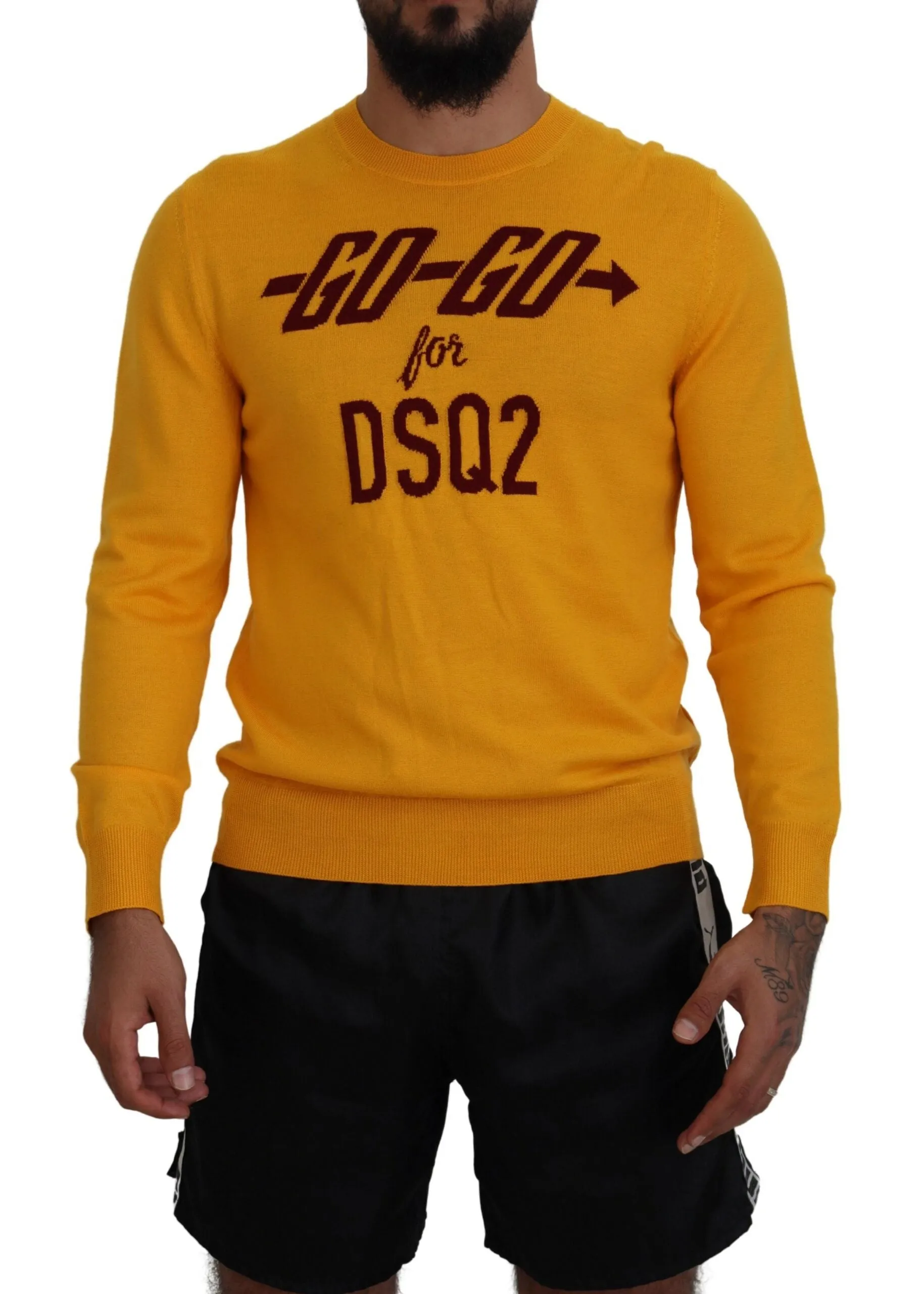 Dsquared² Wool Long Sleeves Men Pullover Men's Sweater (Pre-Owned)