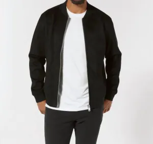 Evolution Suede Bomber Jacket In Onyx