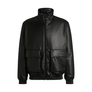 Faux-leather jacket with stacked logo