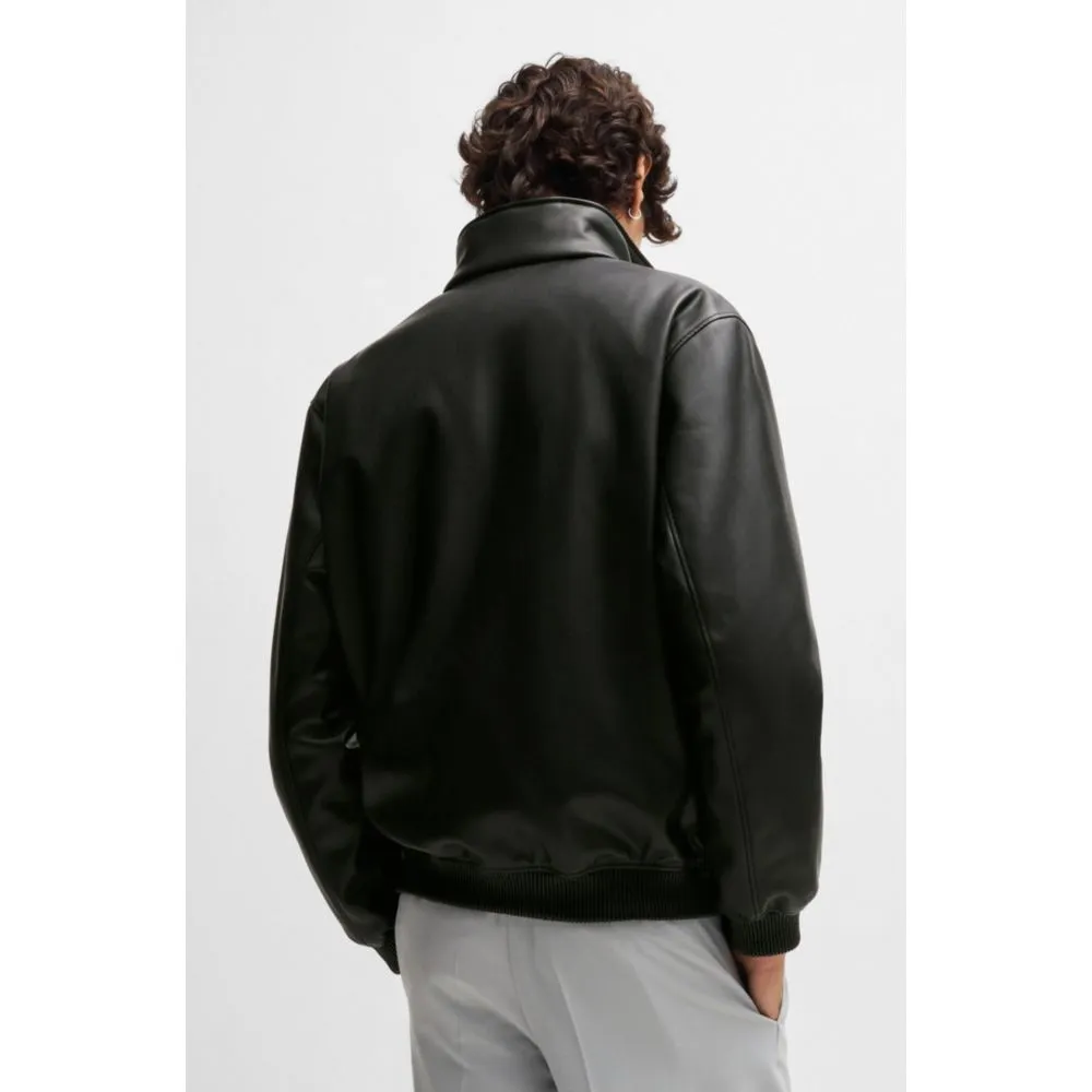Faux-leather jacket with stacked logo