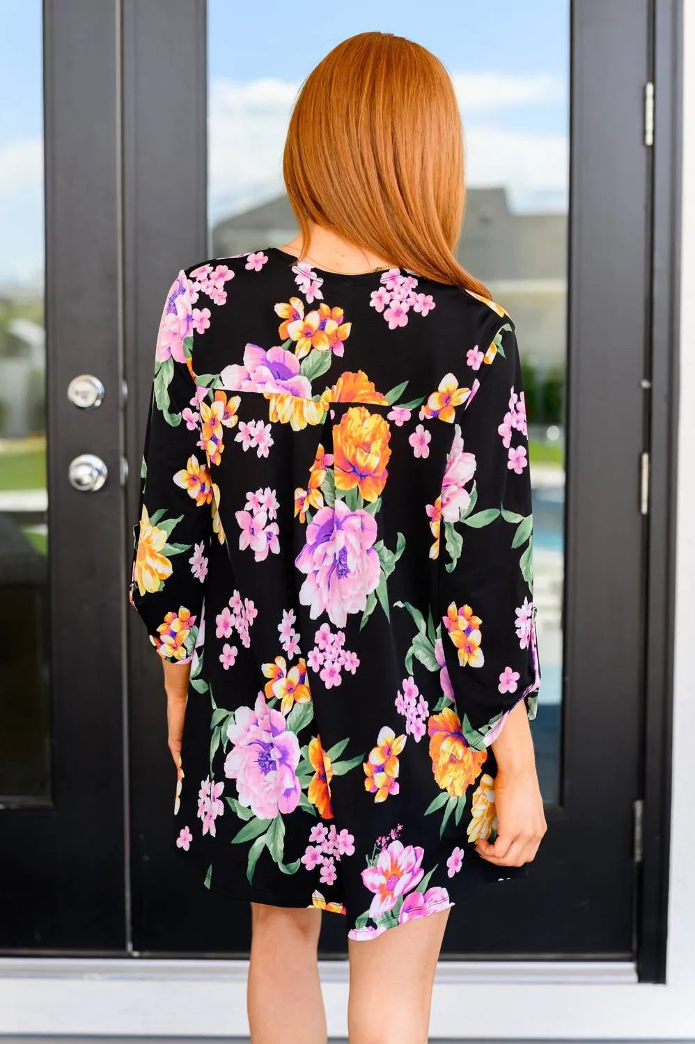 Floral Lizzy Cardigan In Black