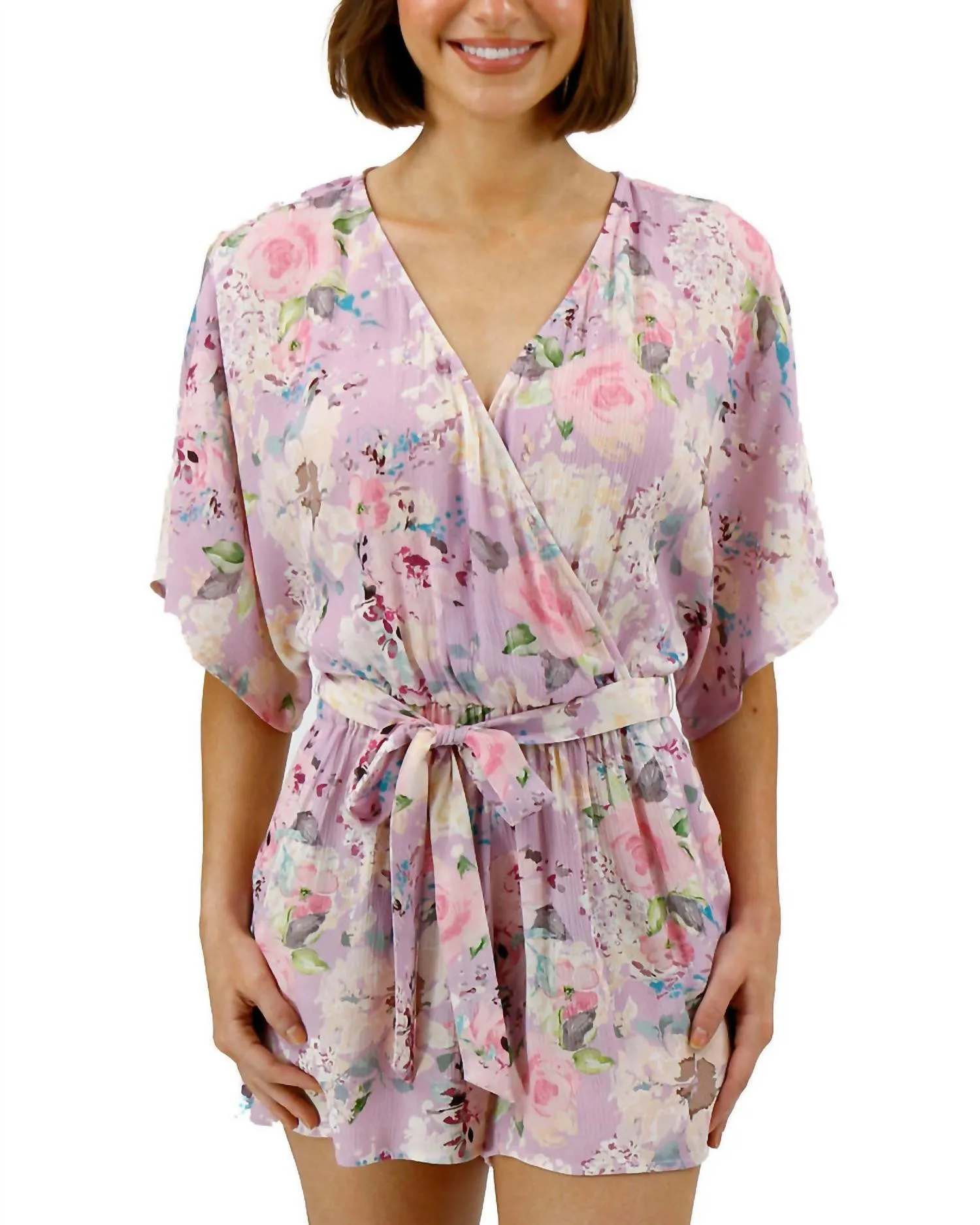 Floral Romper In Purple