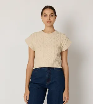Gigi Cropped Sweater Vest | Cream