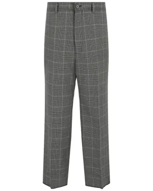 Gucci Wide Leg Plaid Wool-Blend Trouser