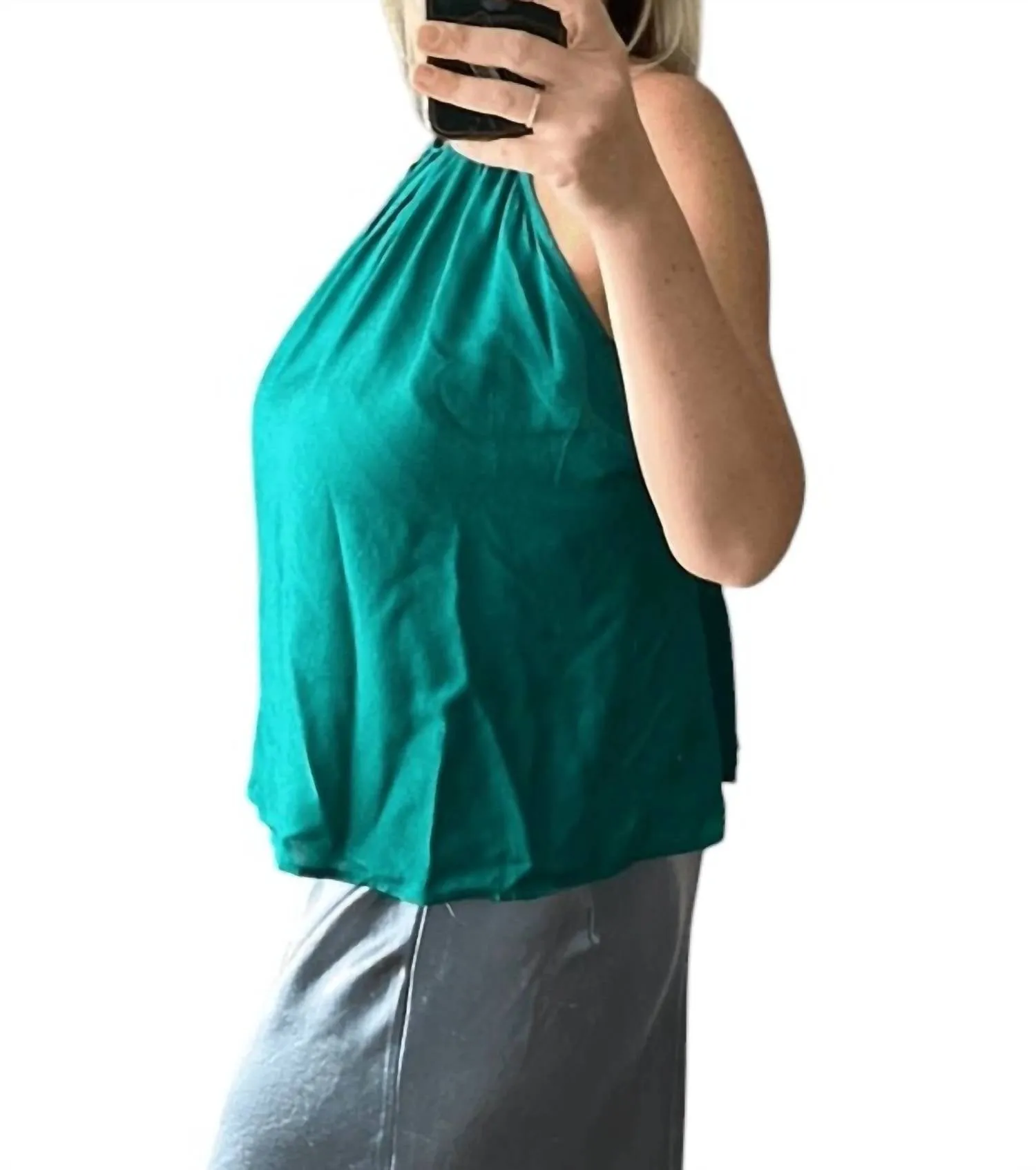 Halter Neck Sleeveless Shirt In Green