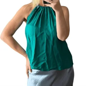 Halter Neck Sleeveless Shirt In Green