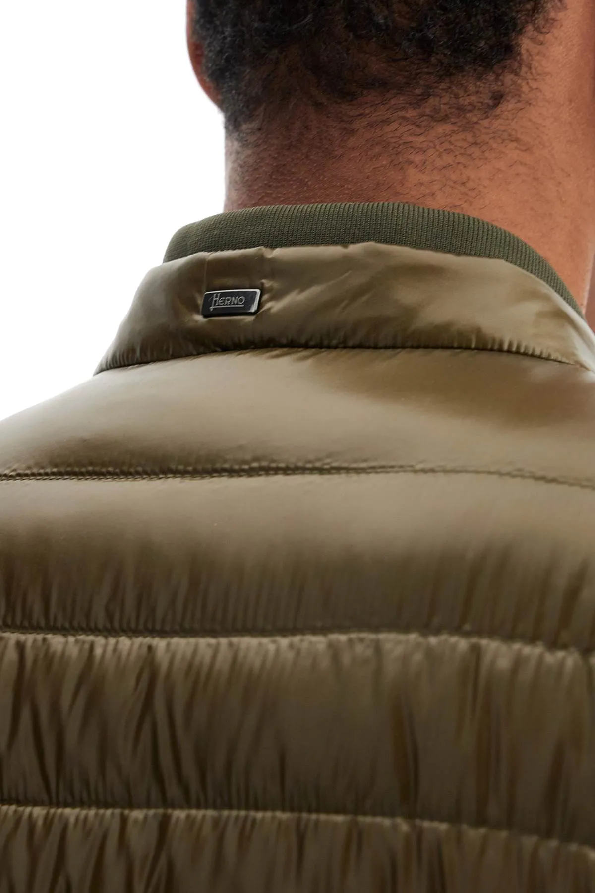 Herno Men's Military  Down Jacket In Polyamide With High Collar
