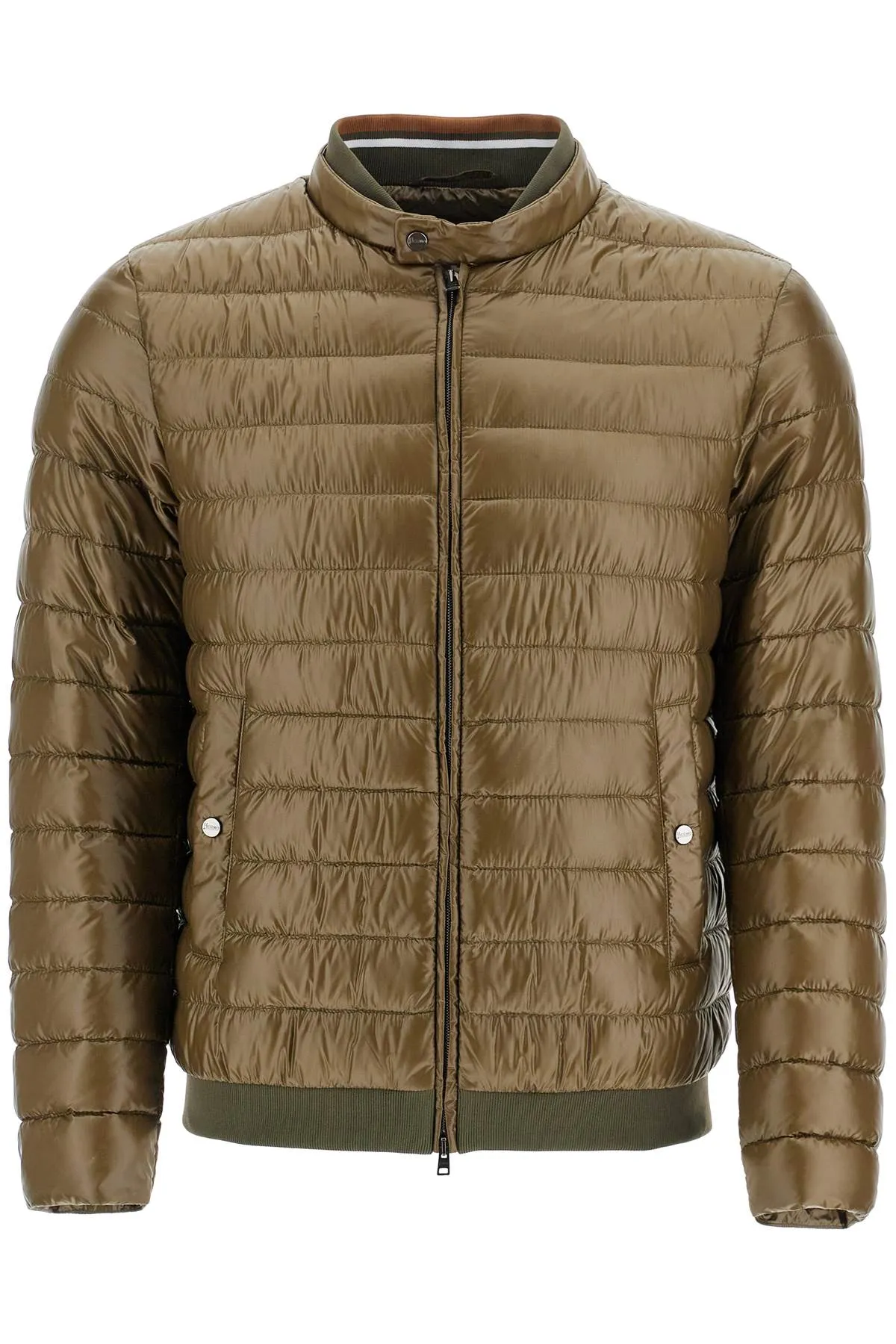 Herno Men's Military  Down Jacket In Polyamide With High Collar