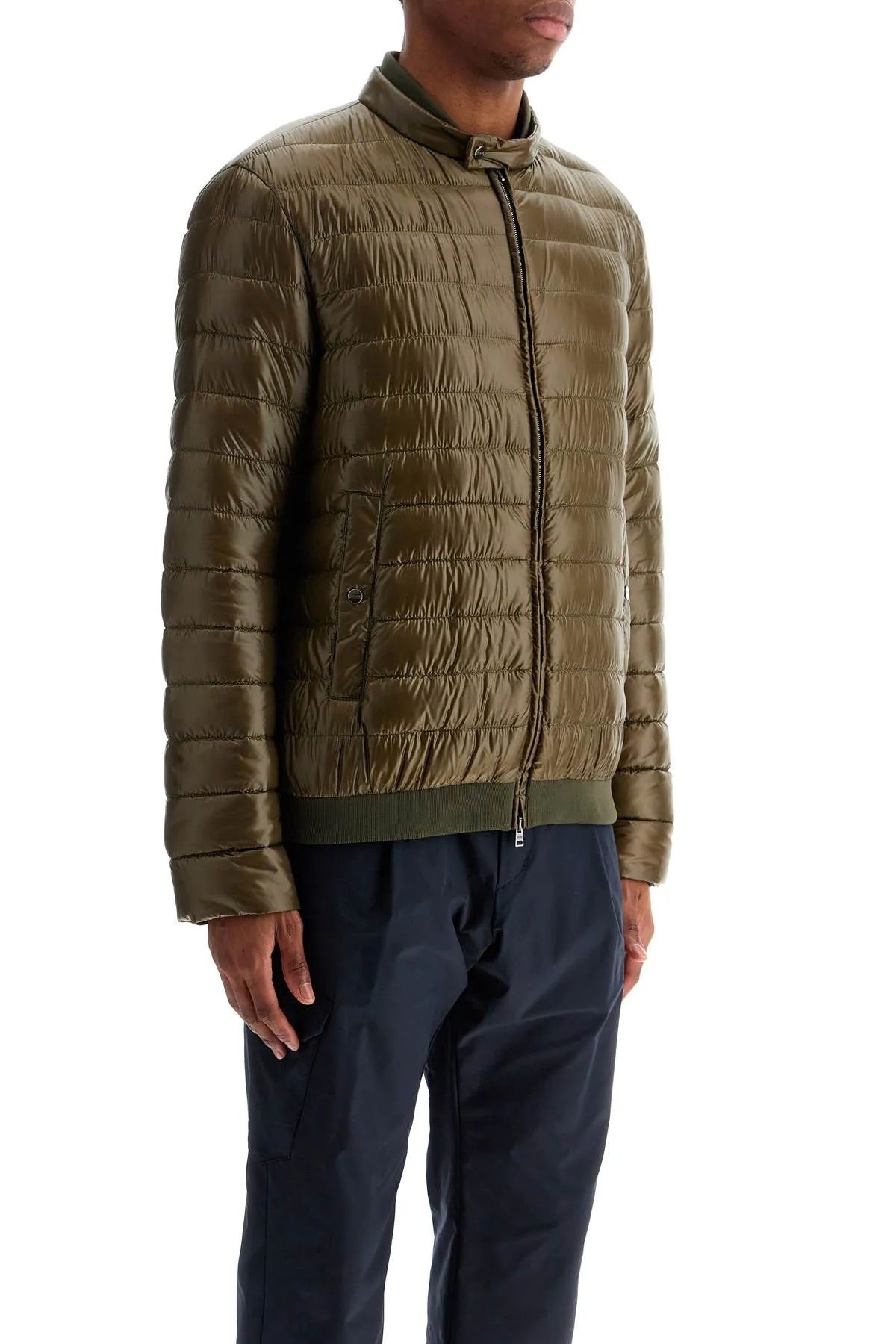 Herno Men's Military  Down Jacket In Polyamide With High Collar