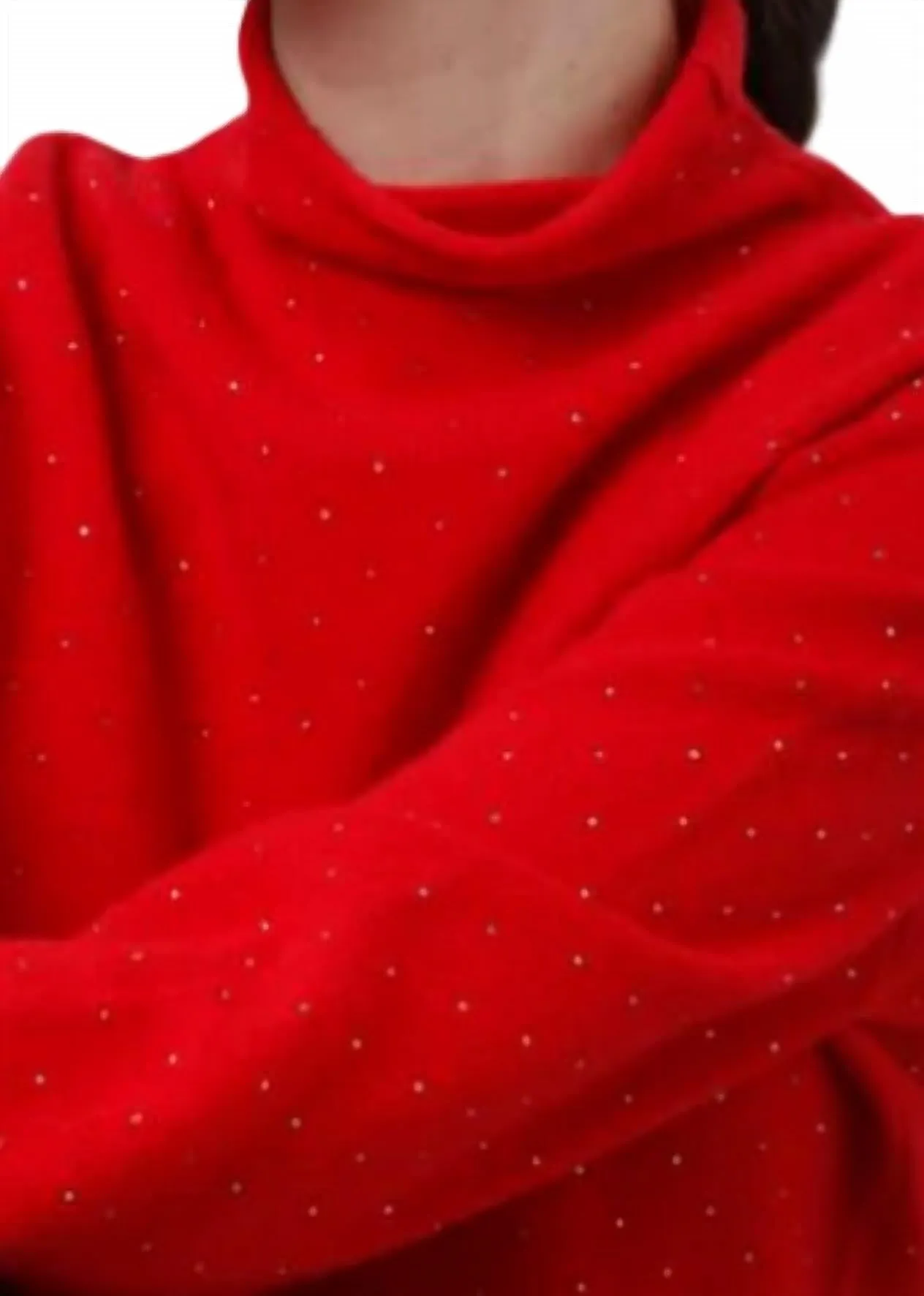 Jeweled Mock Neck Sweater In Sizzle Red