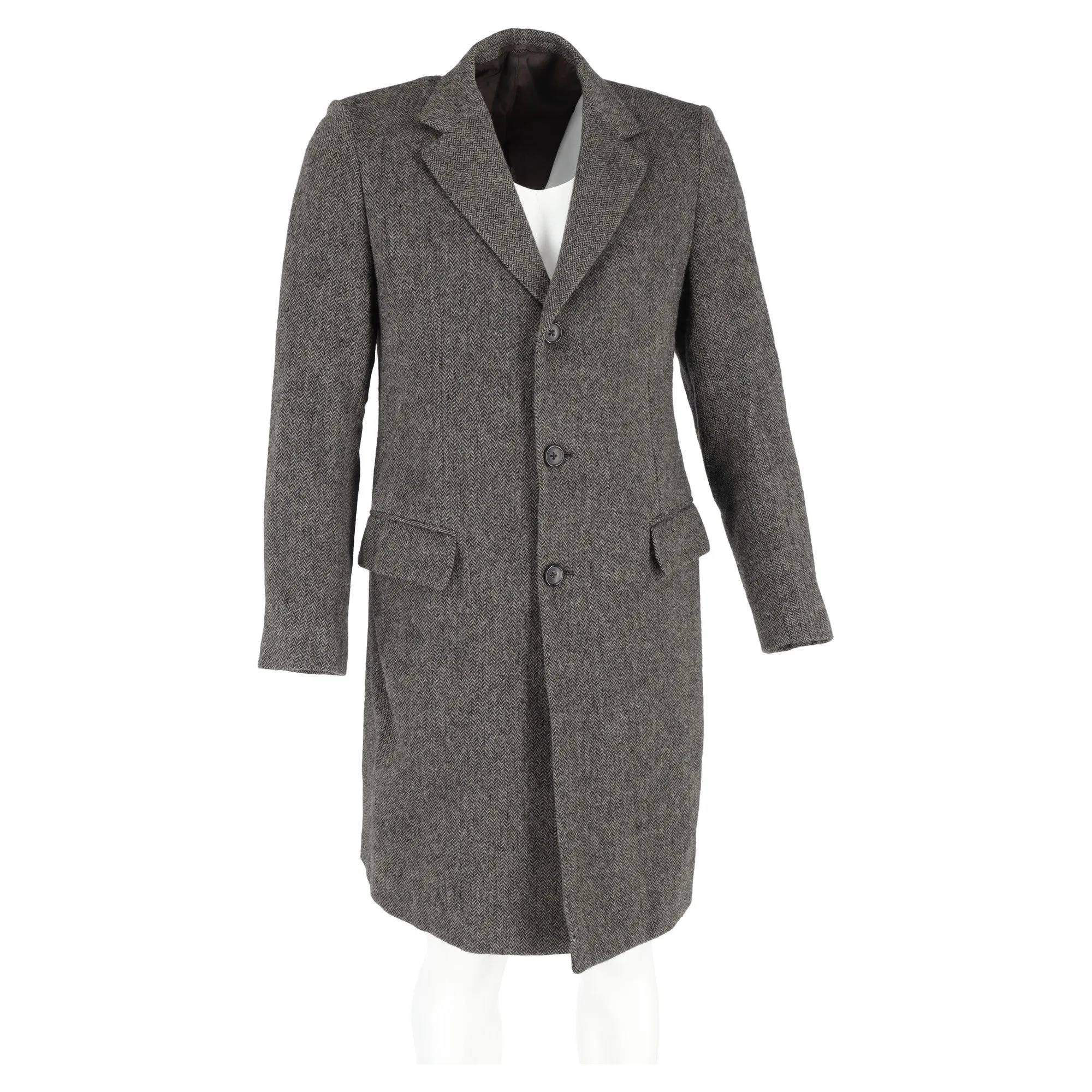 Jil Sander Long Coat in Grey Wool