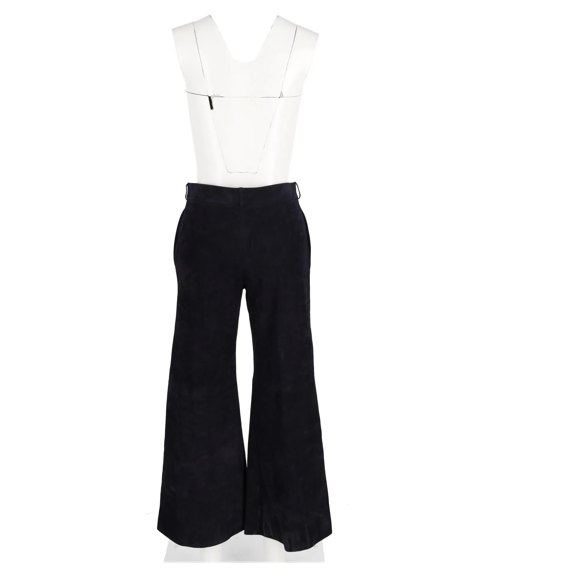 Khaite High-Waisted Bell Pants in Black Suede
