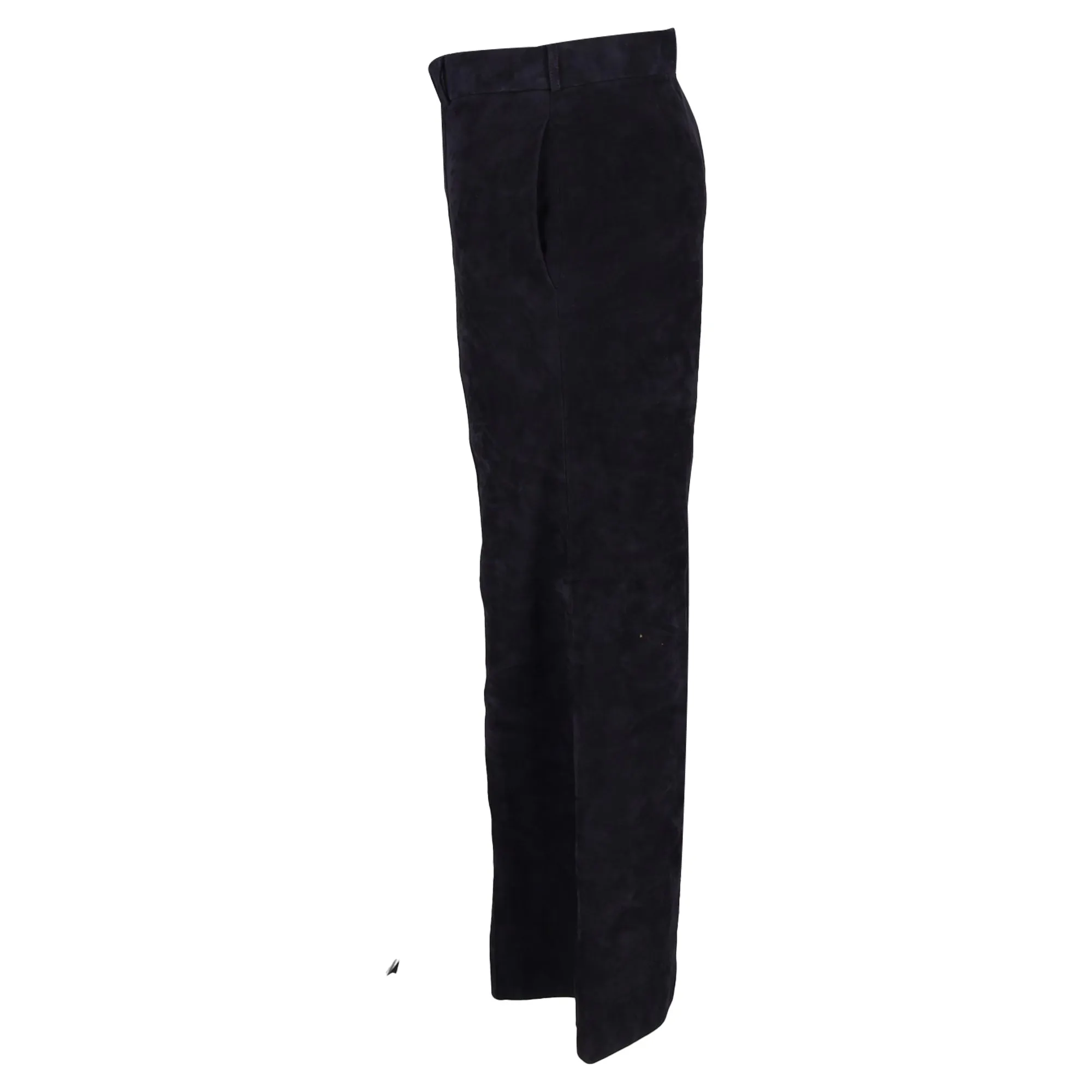 Khaite High-Waisted Bell Pants in Black Suede
