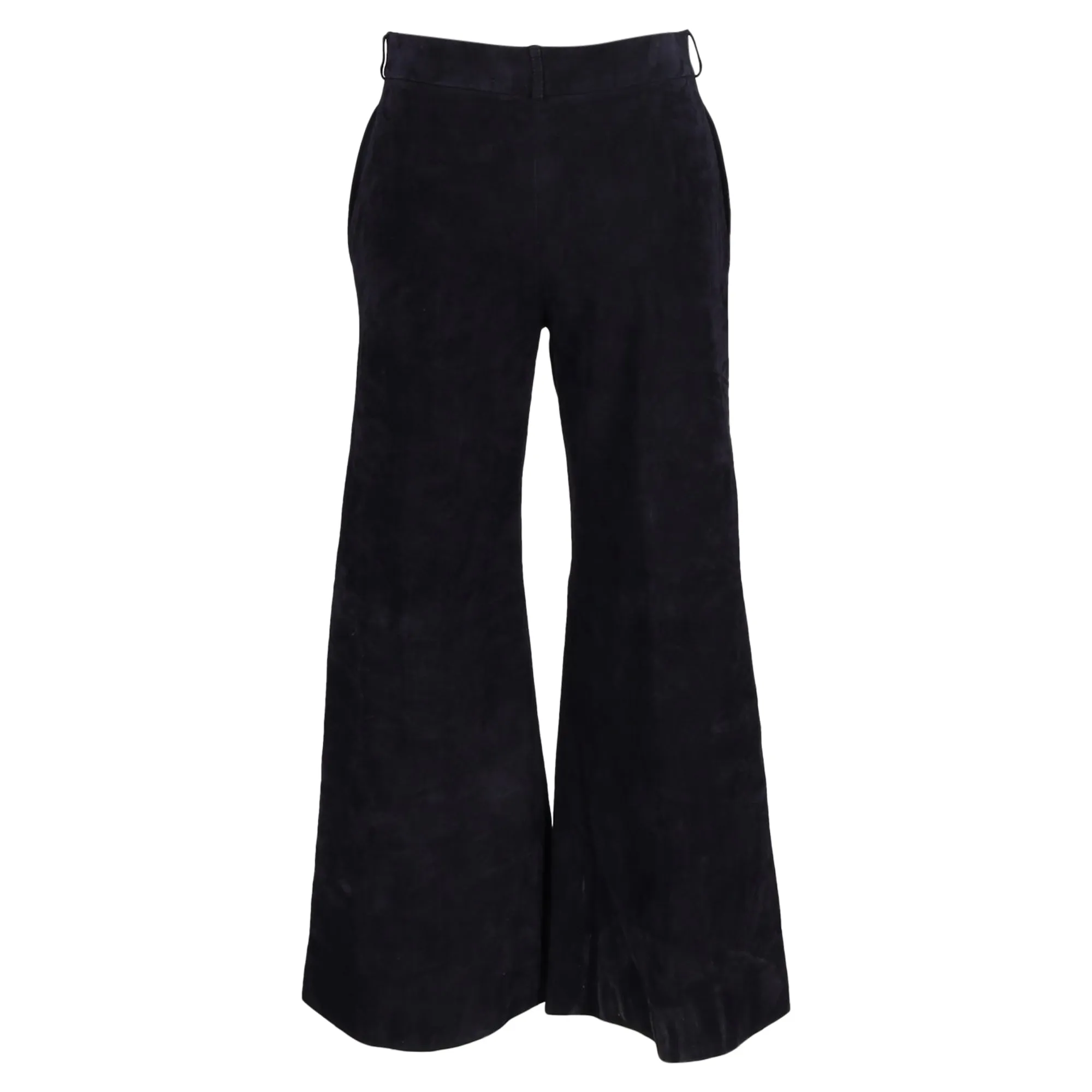 Khaite High-Waisted Bell Pants in Black Suede