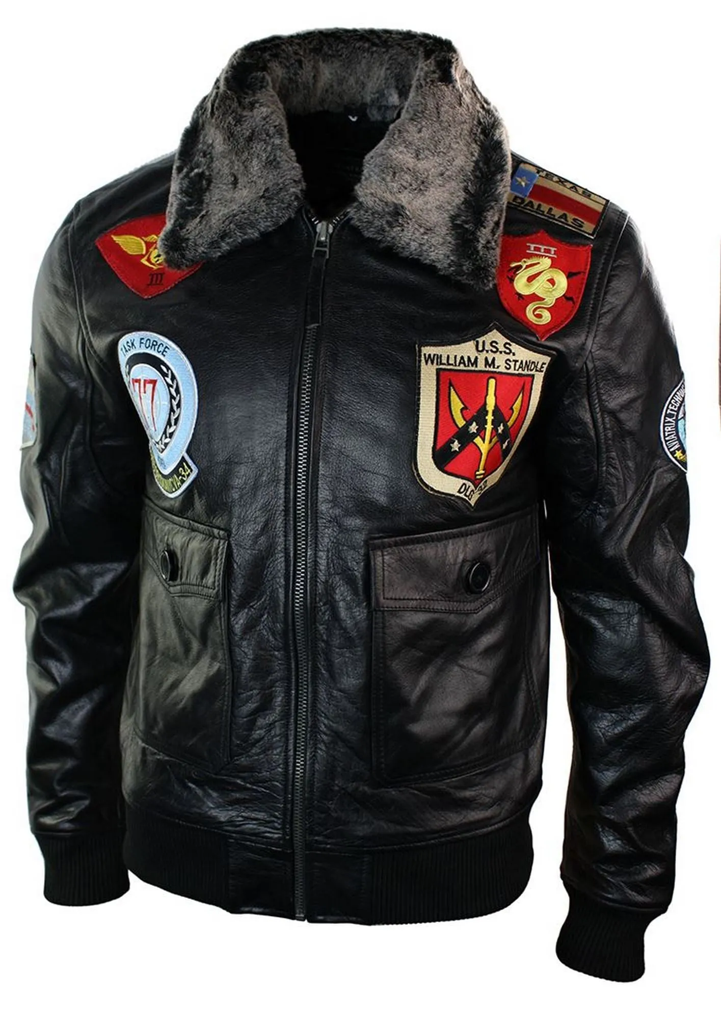 Leather Aviator Pilot Bomber Jacket