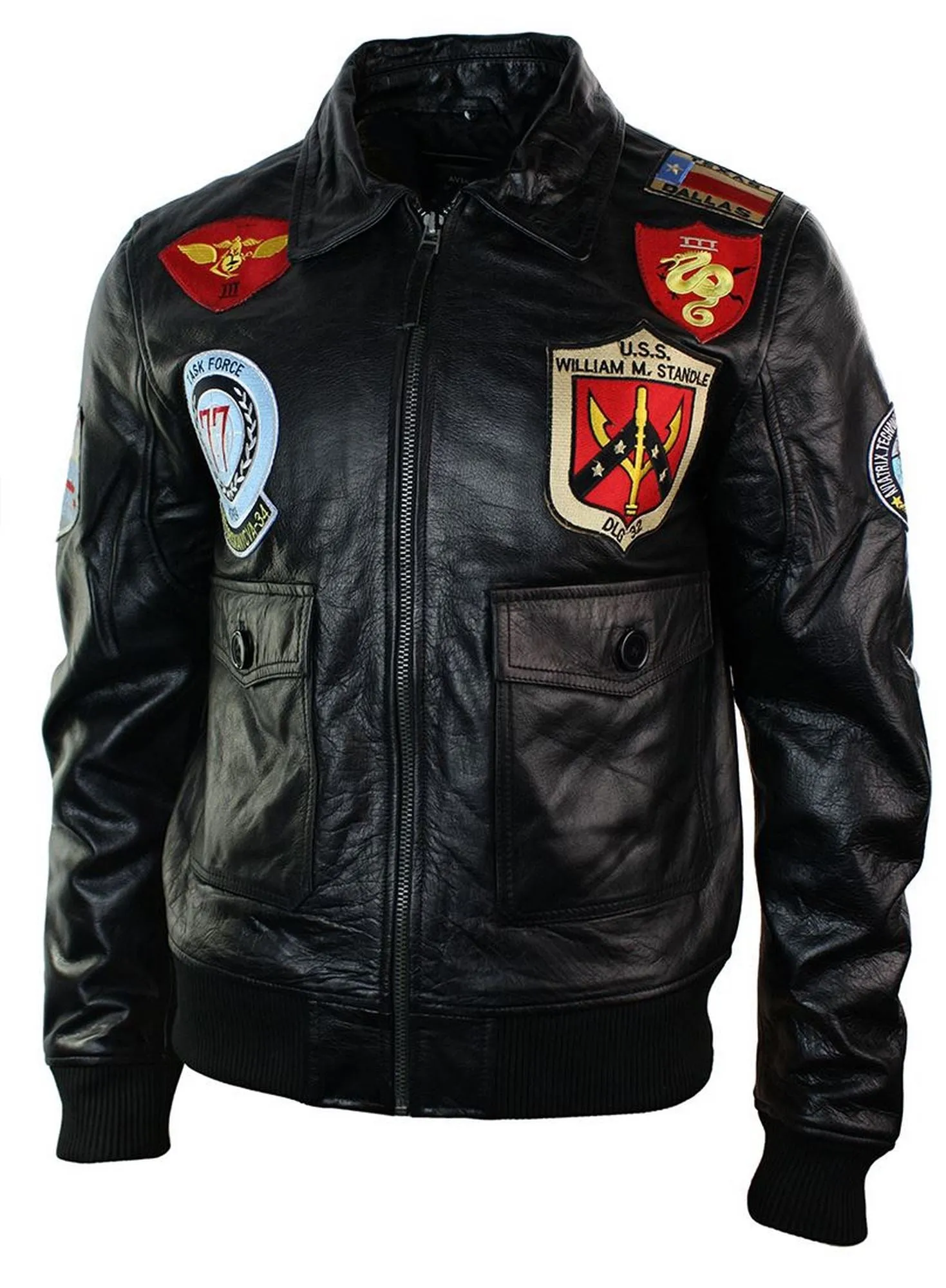 Leather Aviator Pilot Bomber Jacket