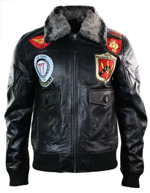 Leather Aviator Pilot Bomber Jacket