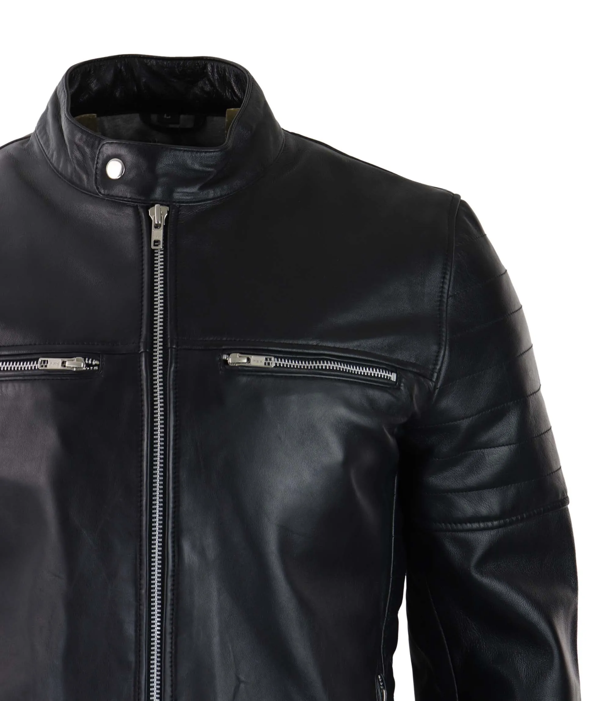 Leather Short Zipped Biker Jacket