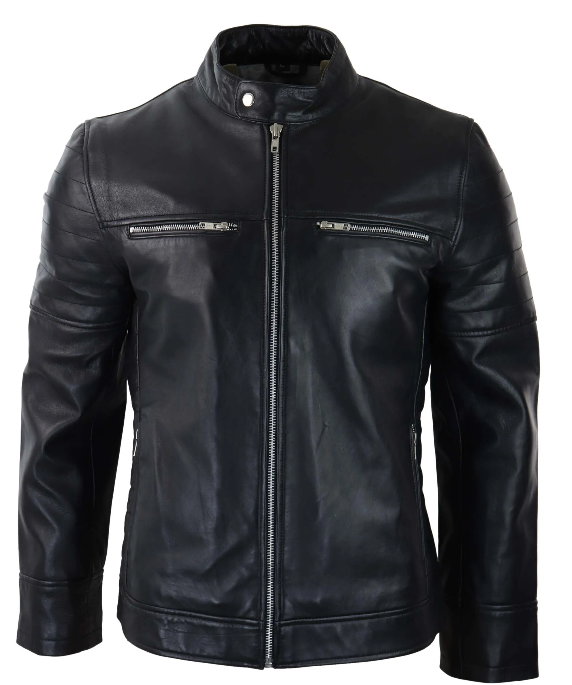 Leather Short Zipped Biker Jacket