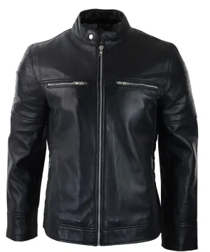 Leather Short Zipped Biker Jacket