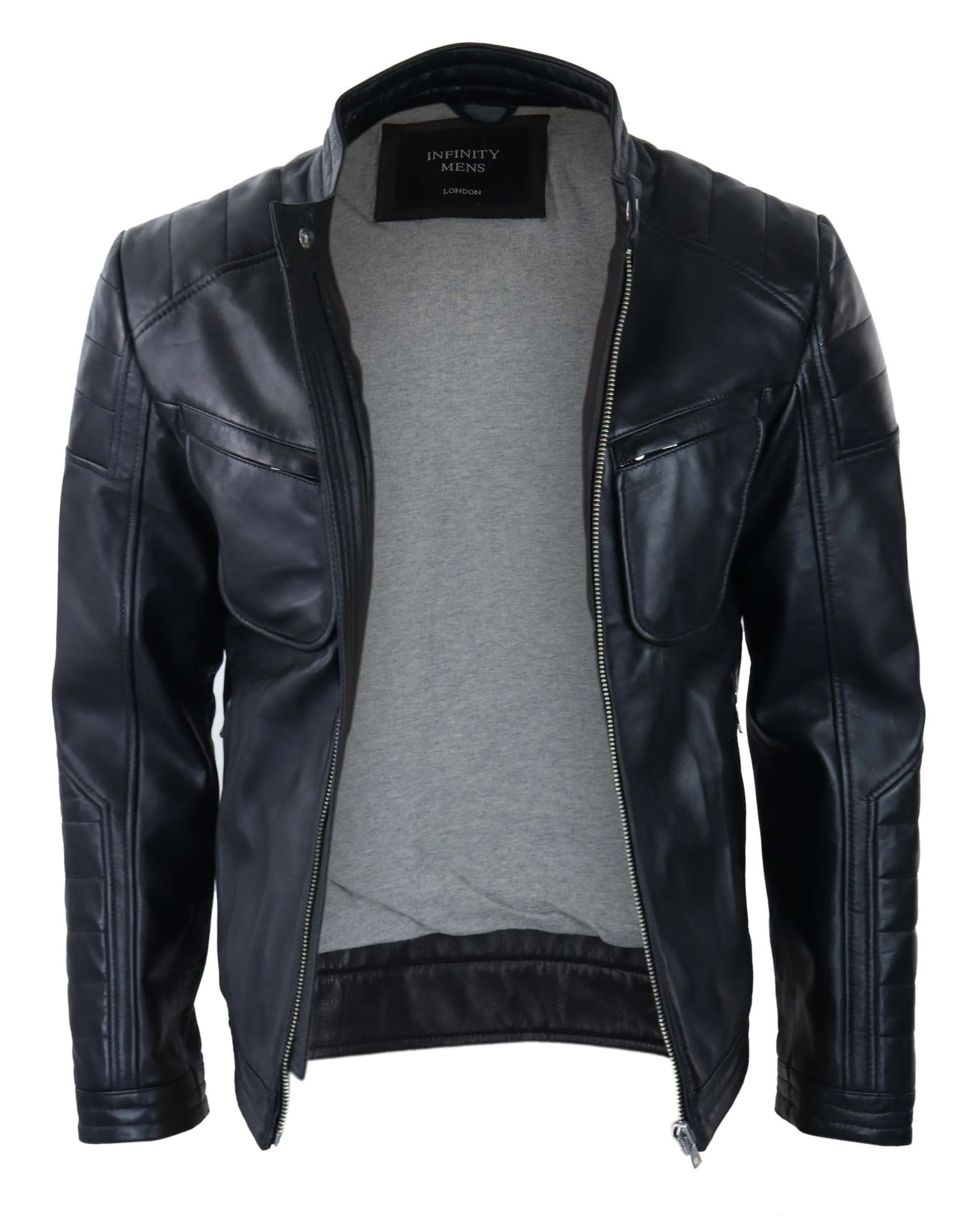 Leather Short Zipped Biker Jacket