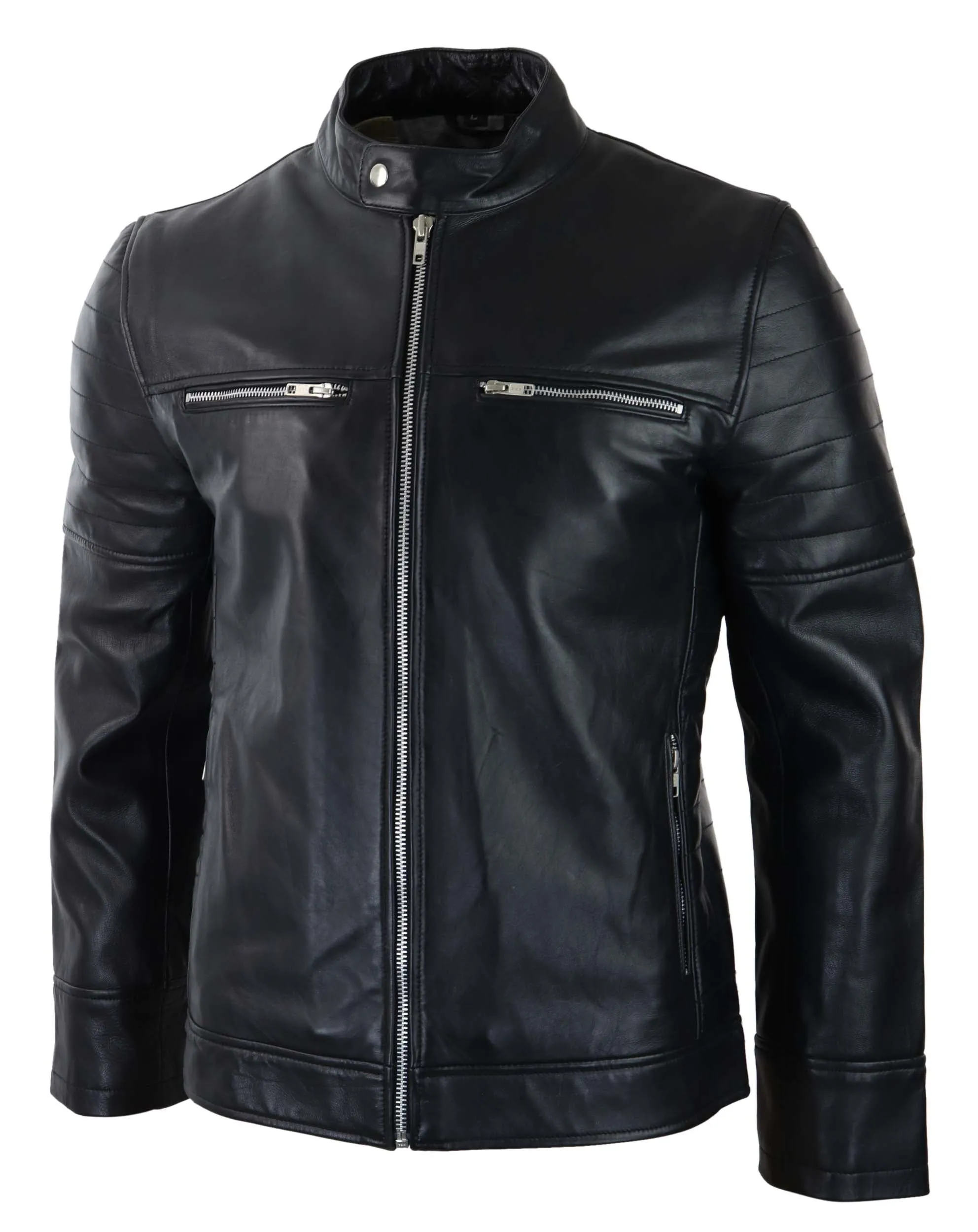 Leather Short Zipped Biker Jacket