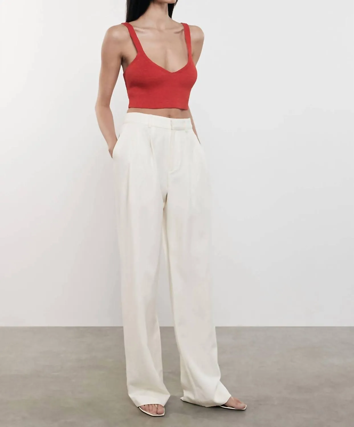 Linen Knit Bralette In Poppy