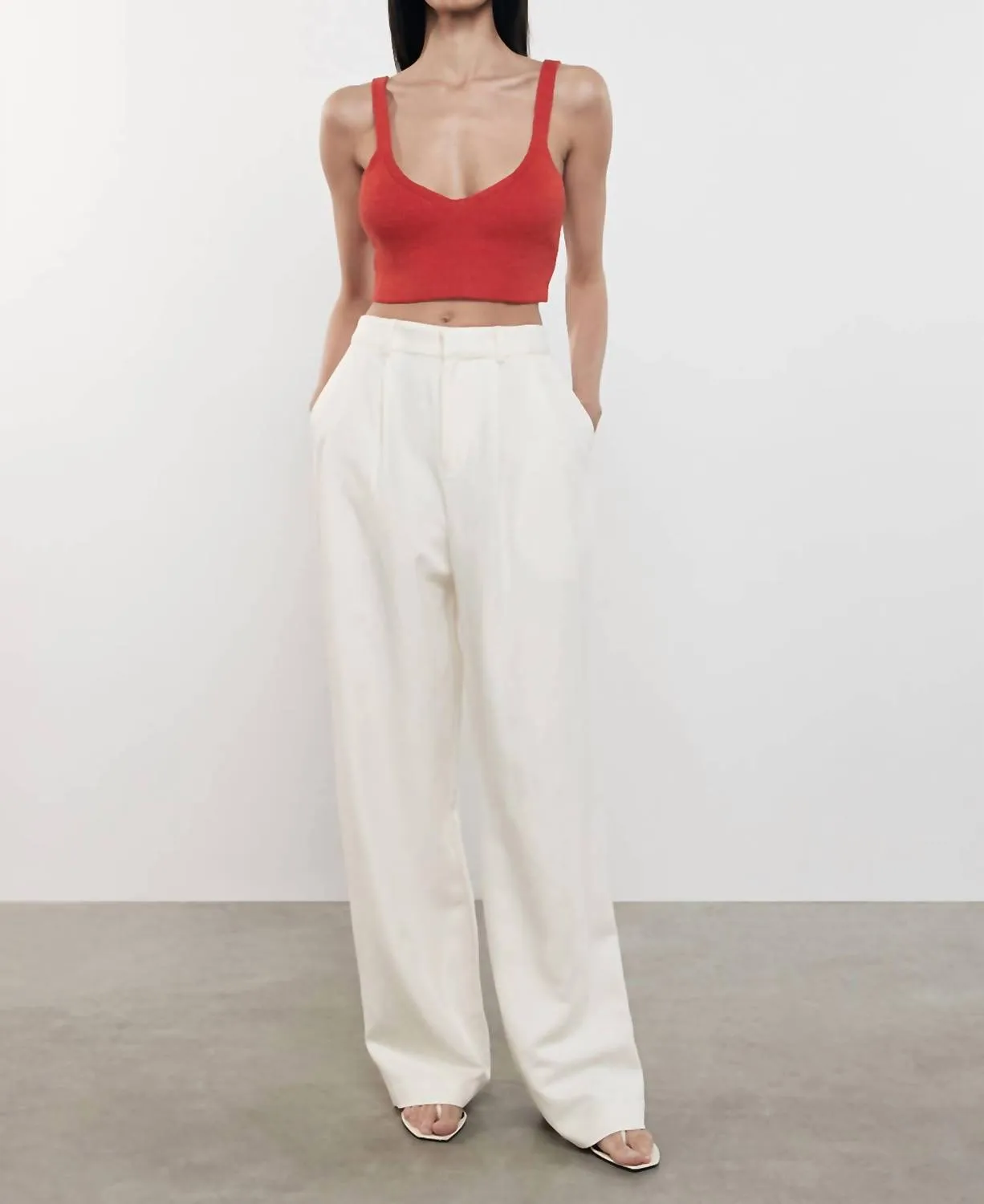 Linen Knit Bralette In Poppy
