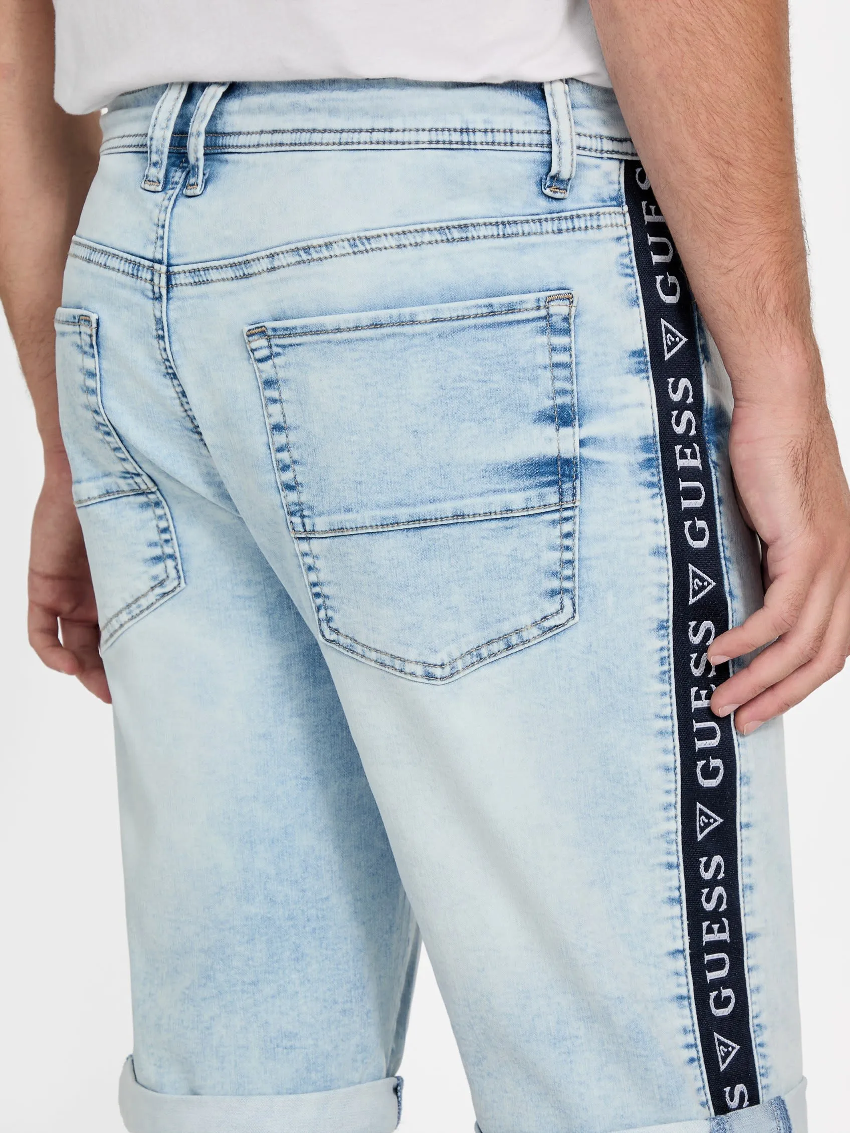 Linus Logo Knit Denim Shorts