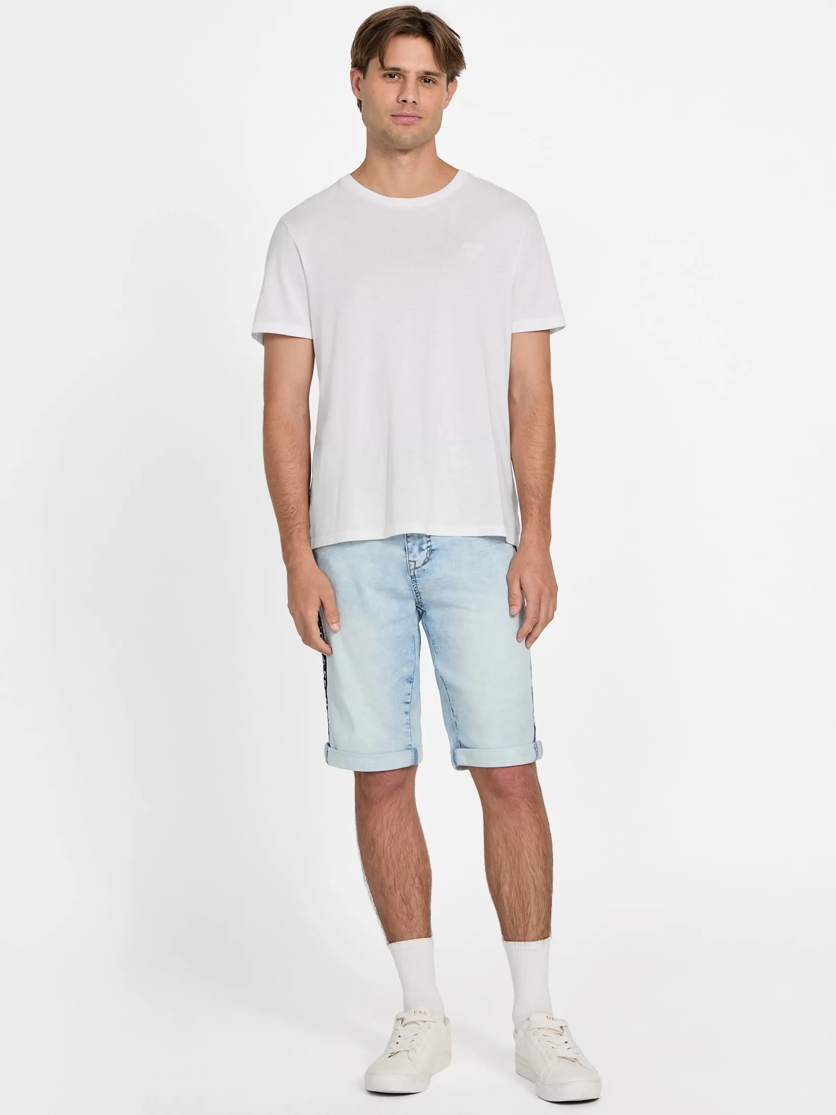 Linus Logo Knit Denim Shorts