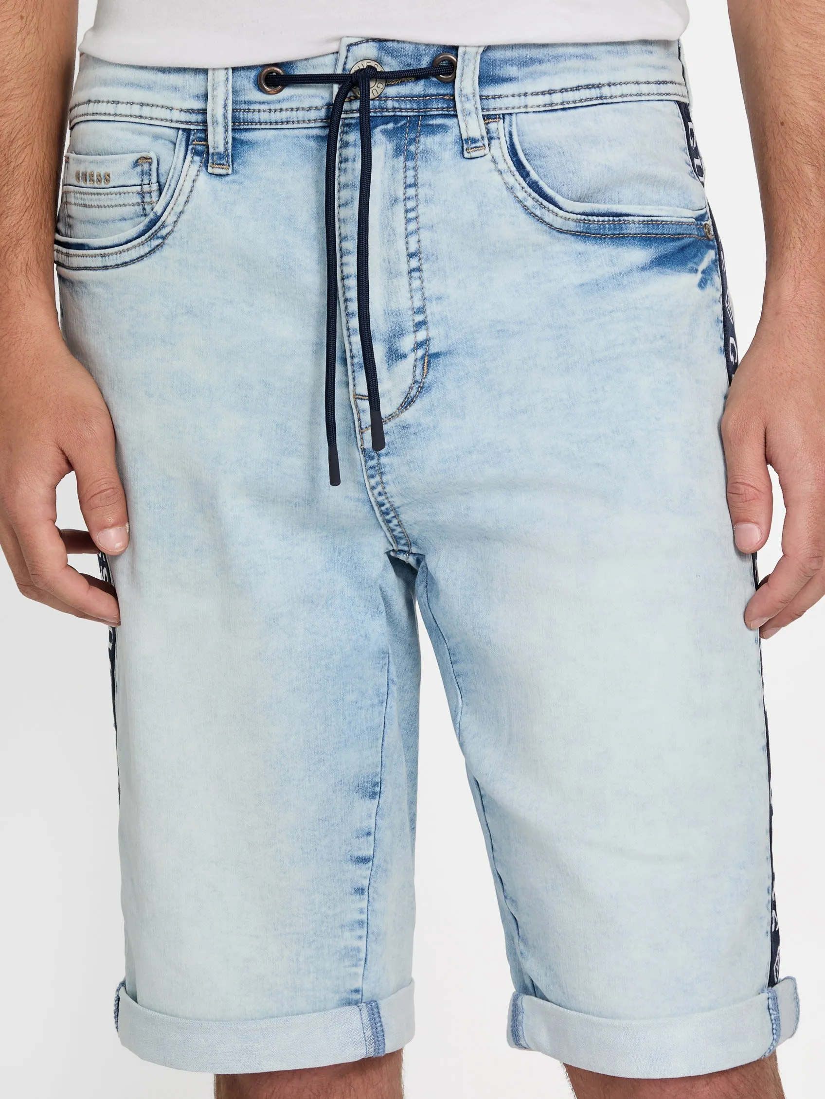 Linus Logo Knit Denim Shorts