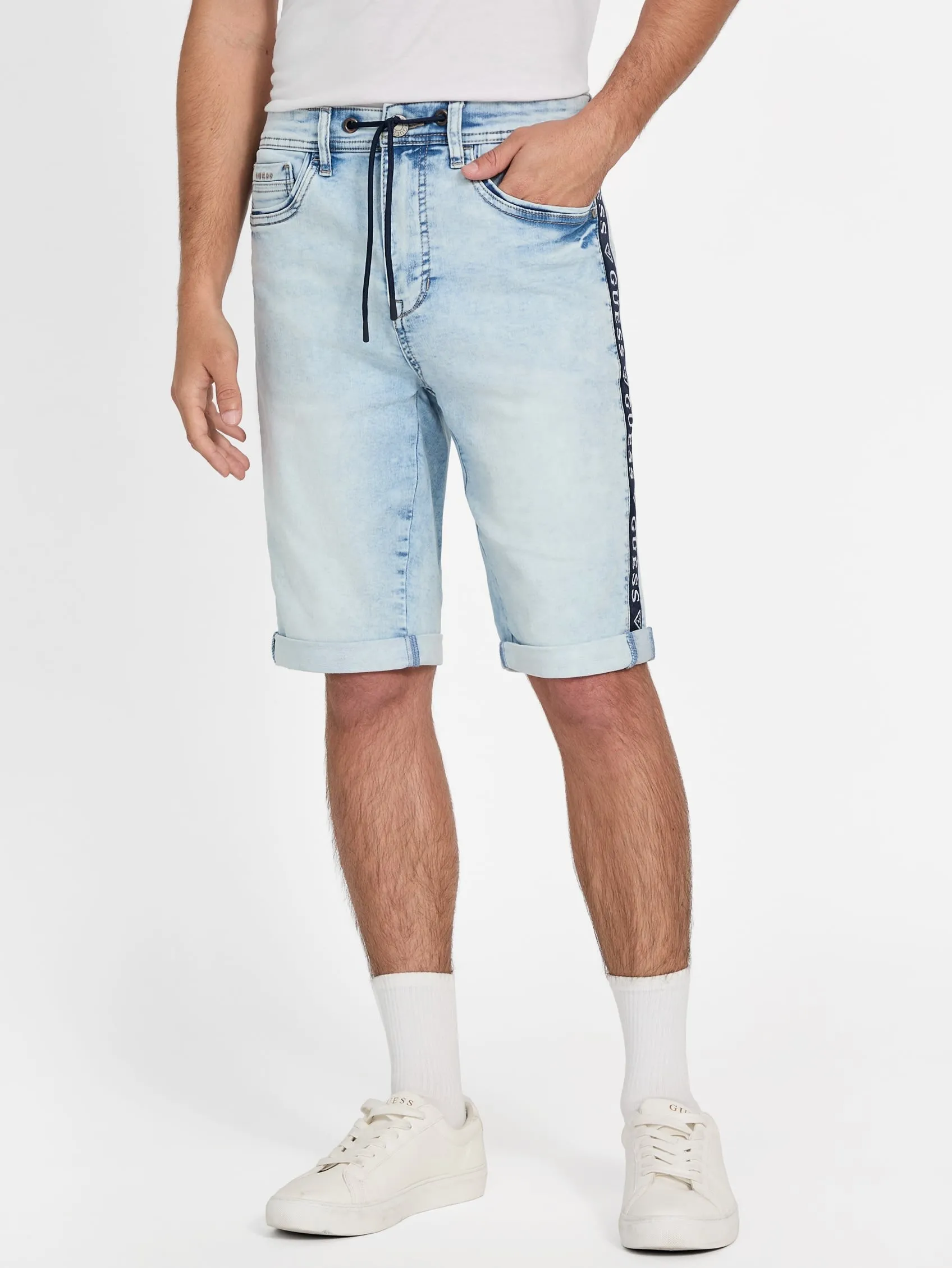 Linus Logo Knit Denim Shorts