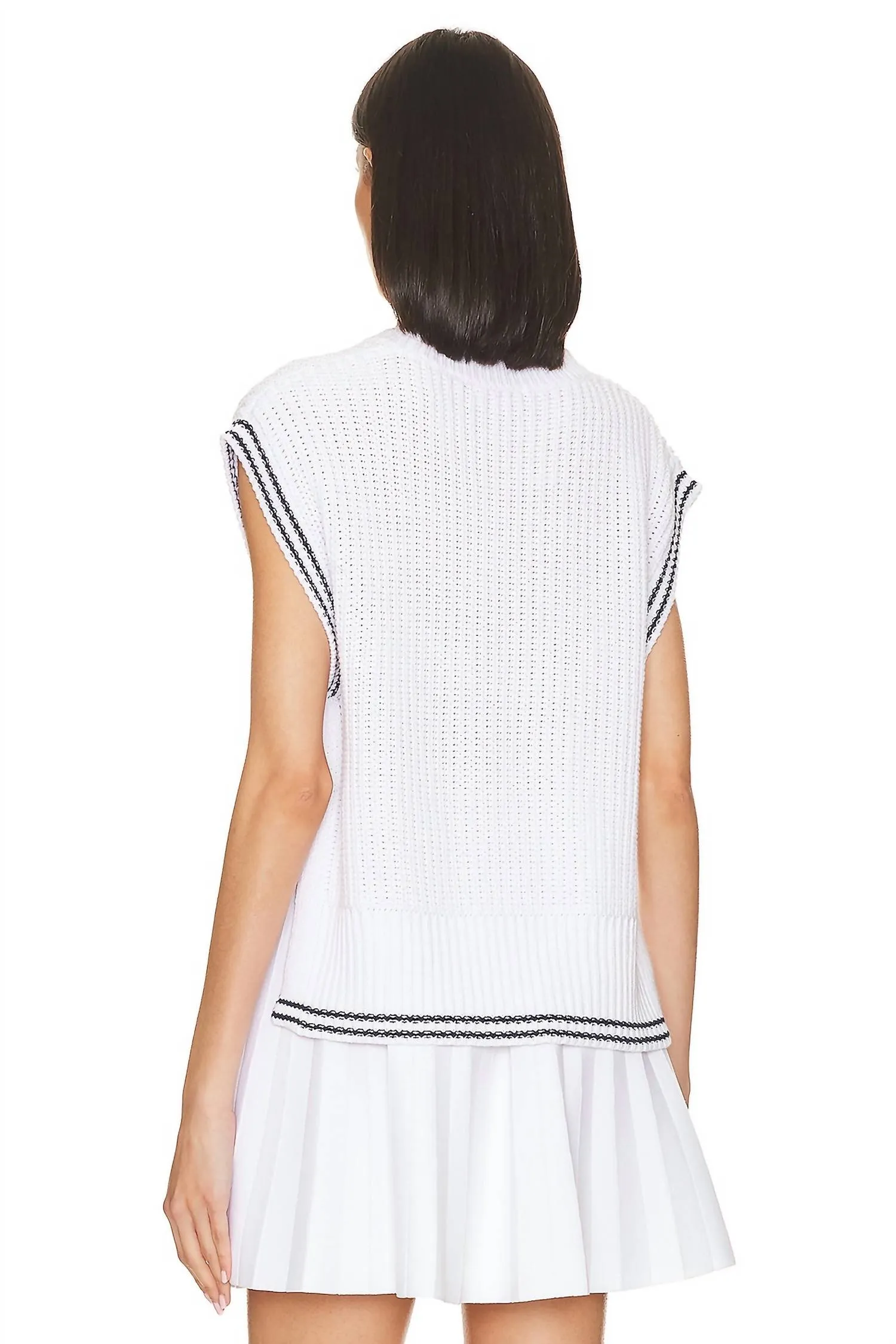 Lizzie Cable Varsity Vest Sweater In Bleach White Multi