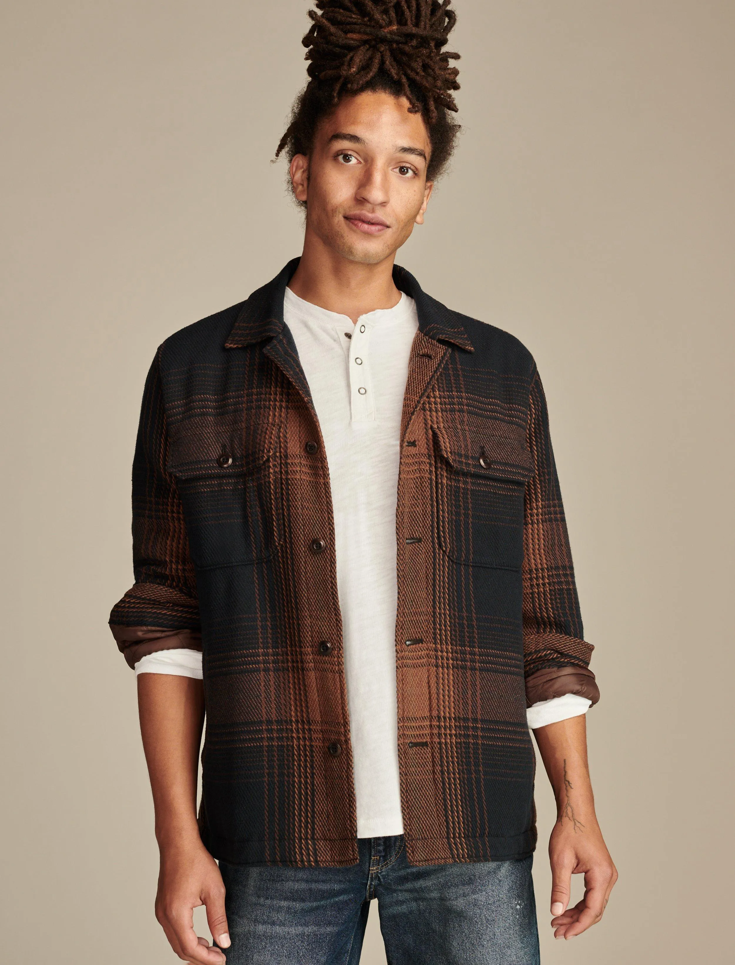 Lucky Brand Men's Plaid Shirt Jacket
