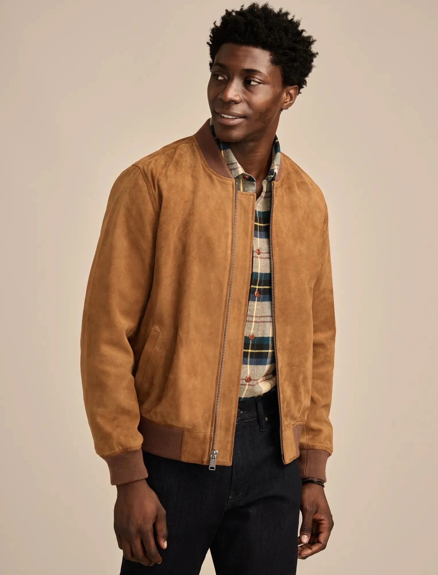 Lucky Brand Men's Suede Bomber Jacket