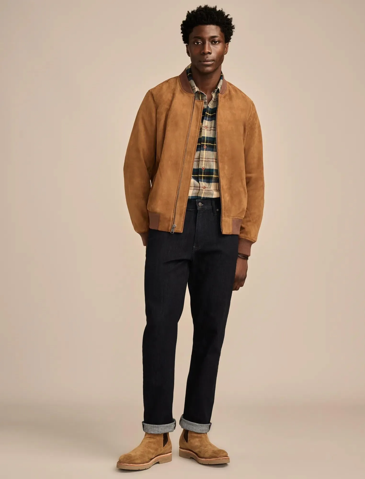 Lucky Brand Men's Suede Bomber Jacket