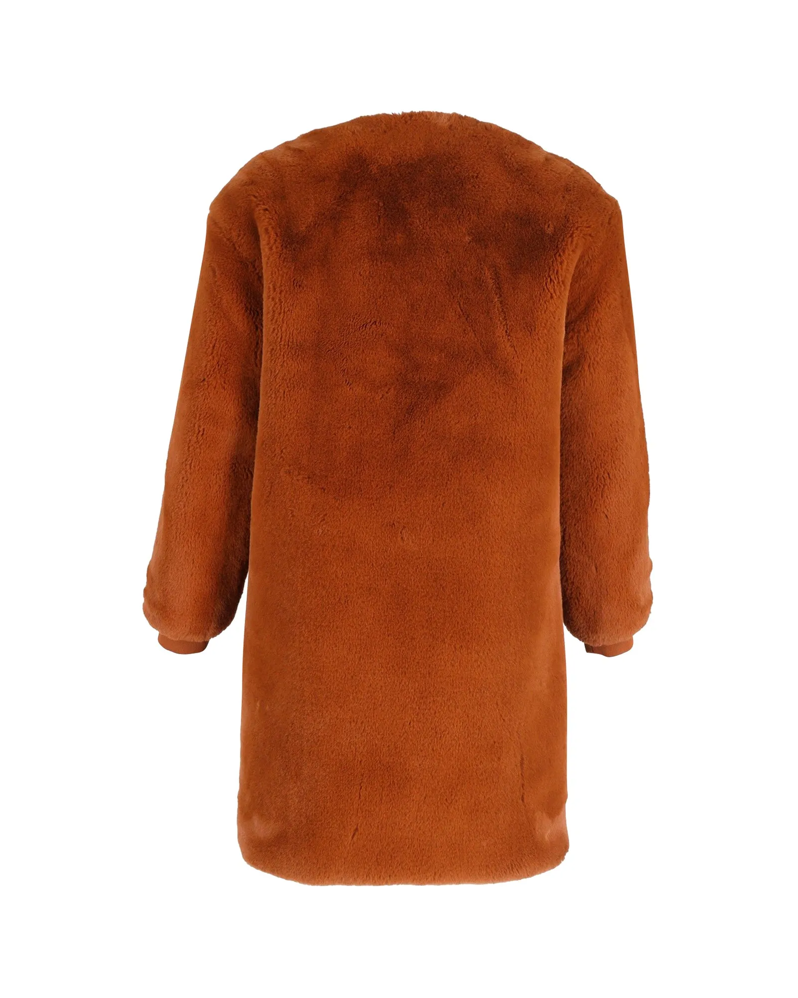 Maje Gemila Faux-Fur Coat in Brown Polyester