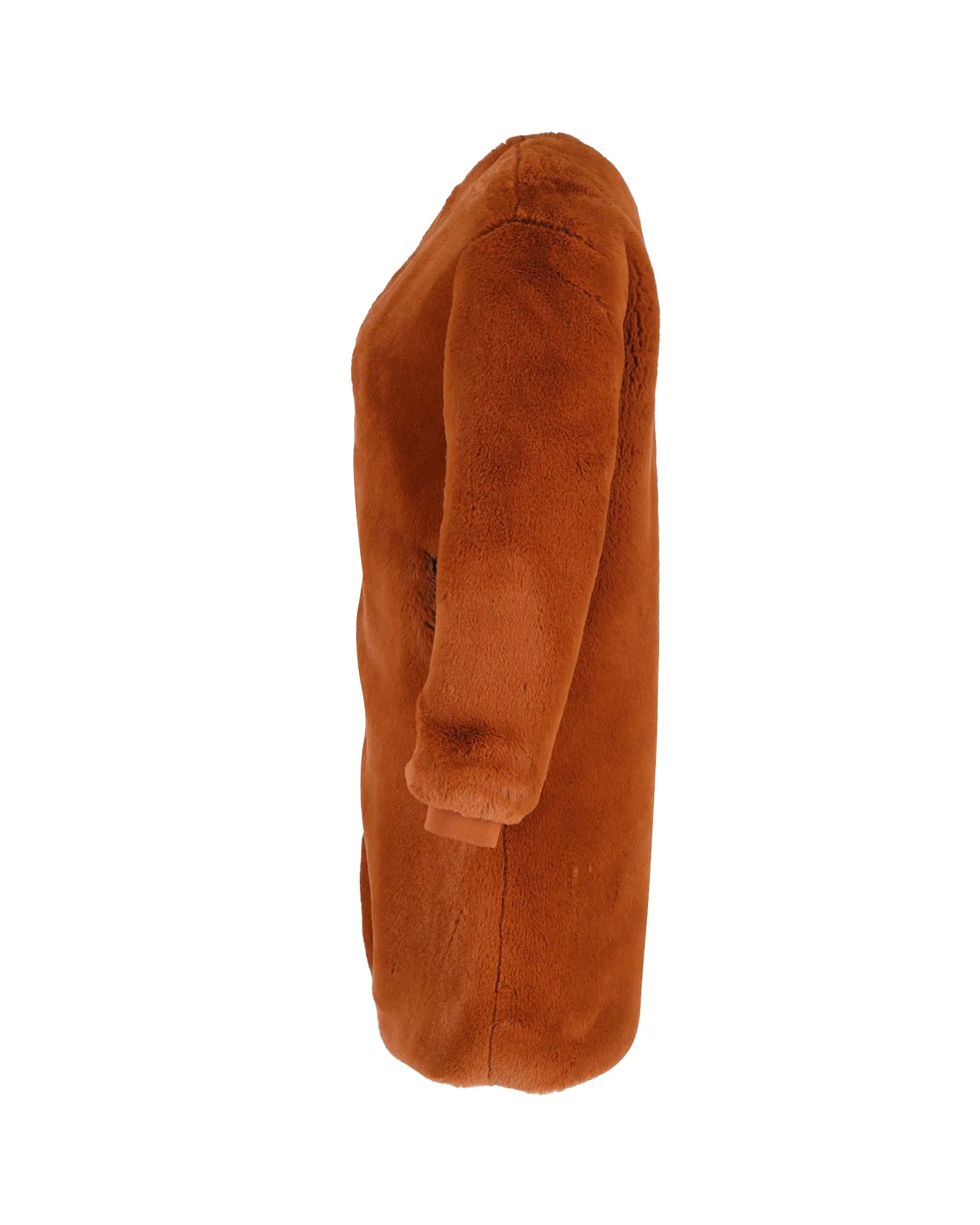 Maje Gemila Faux-Fur Coat in Brown Polyester
